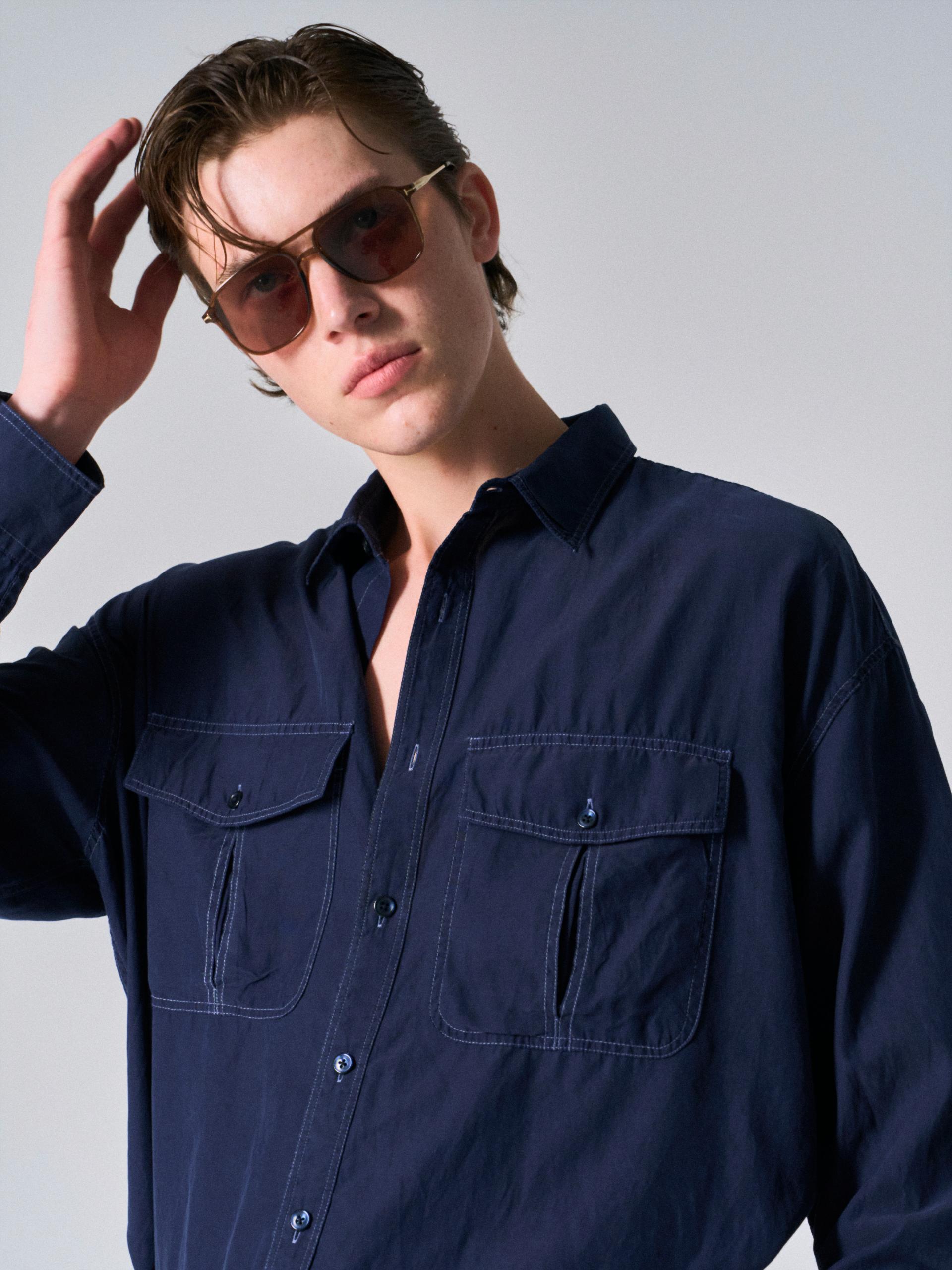 Astor silk shirt navy