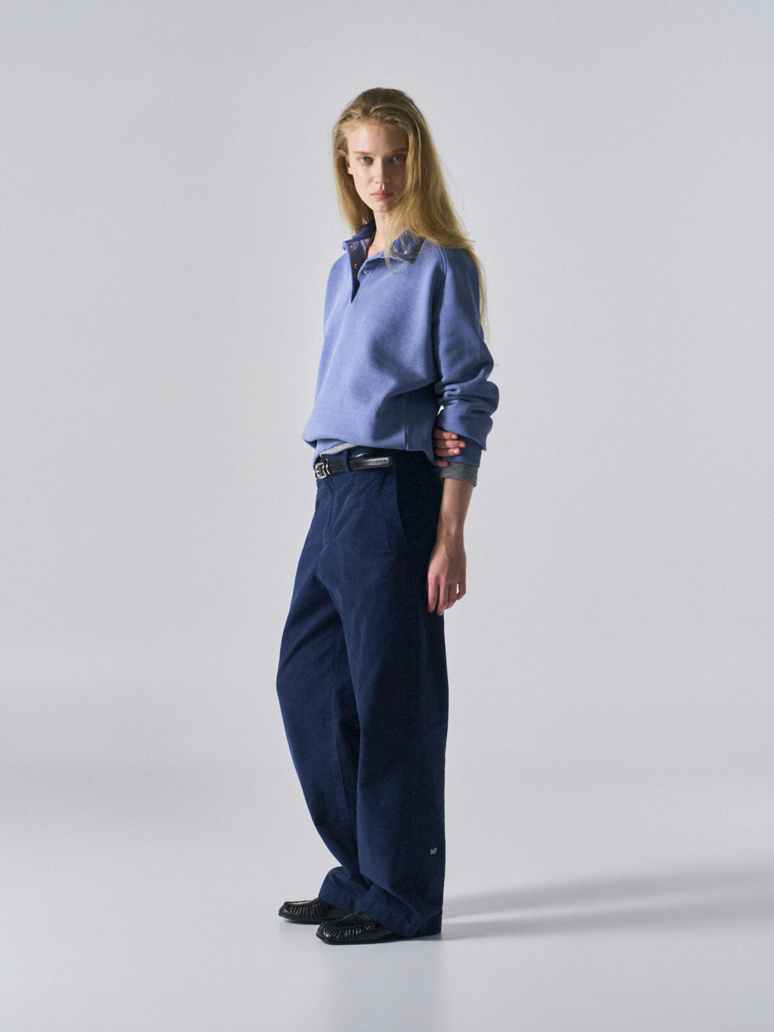 Welby washed cotton pants prussian blue