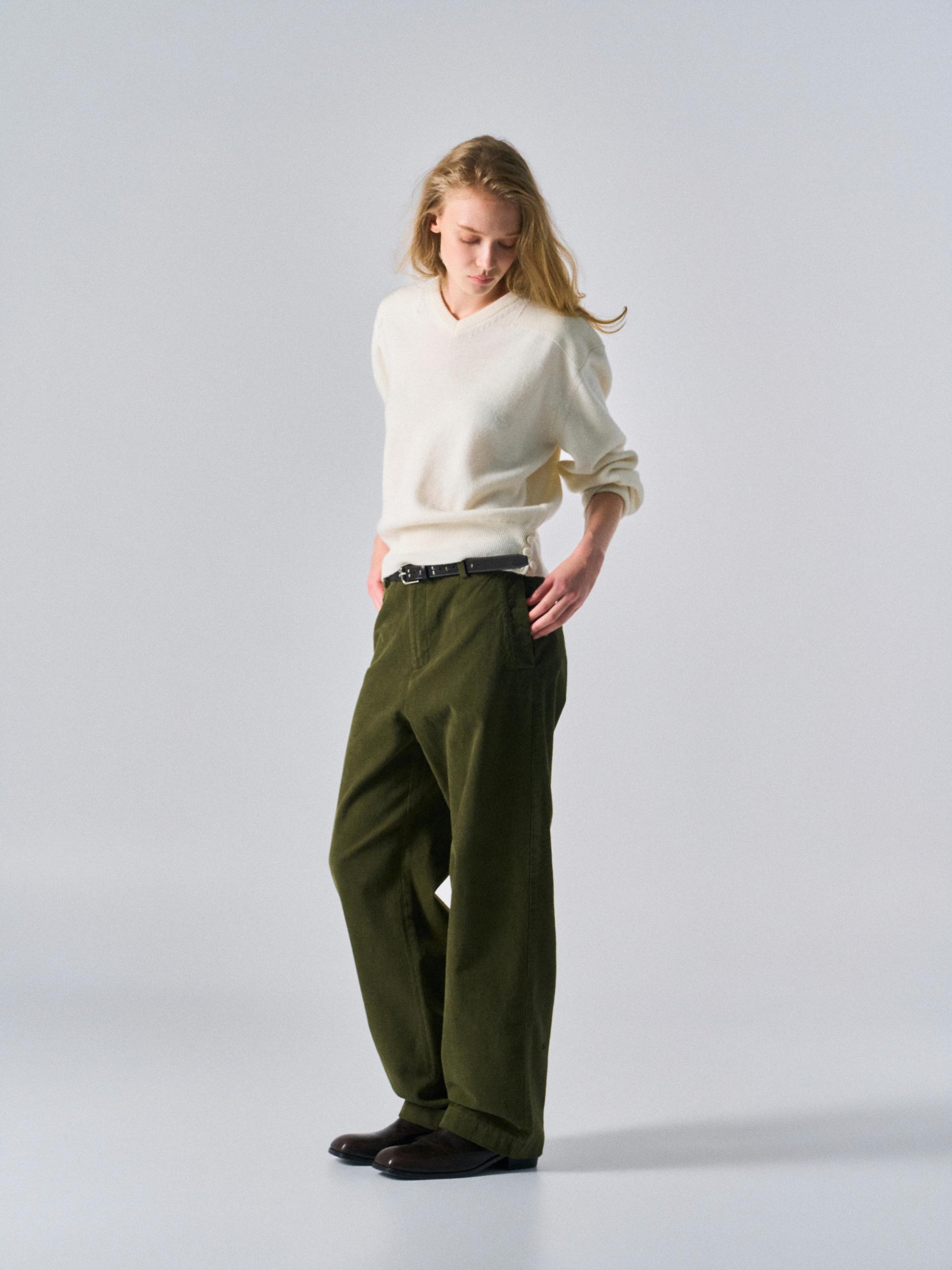 Welby washed cotton pants clover