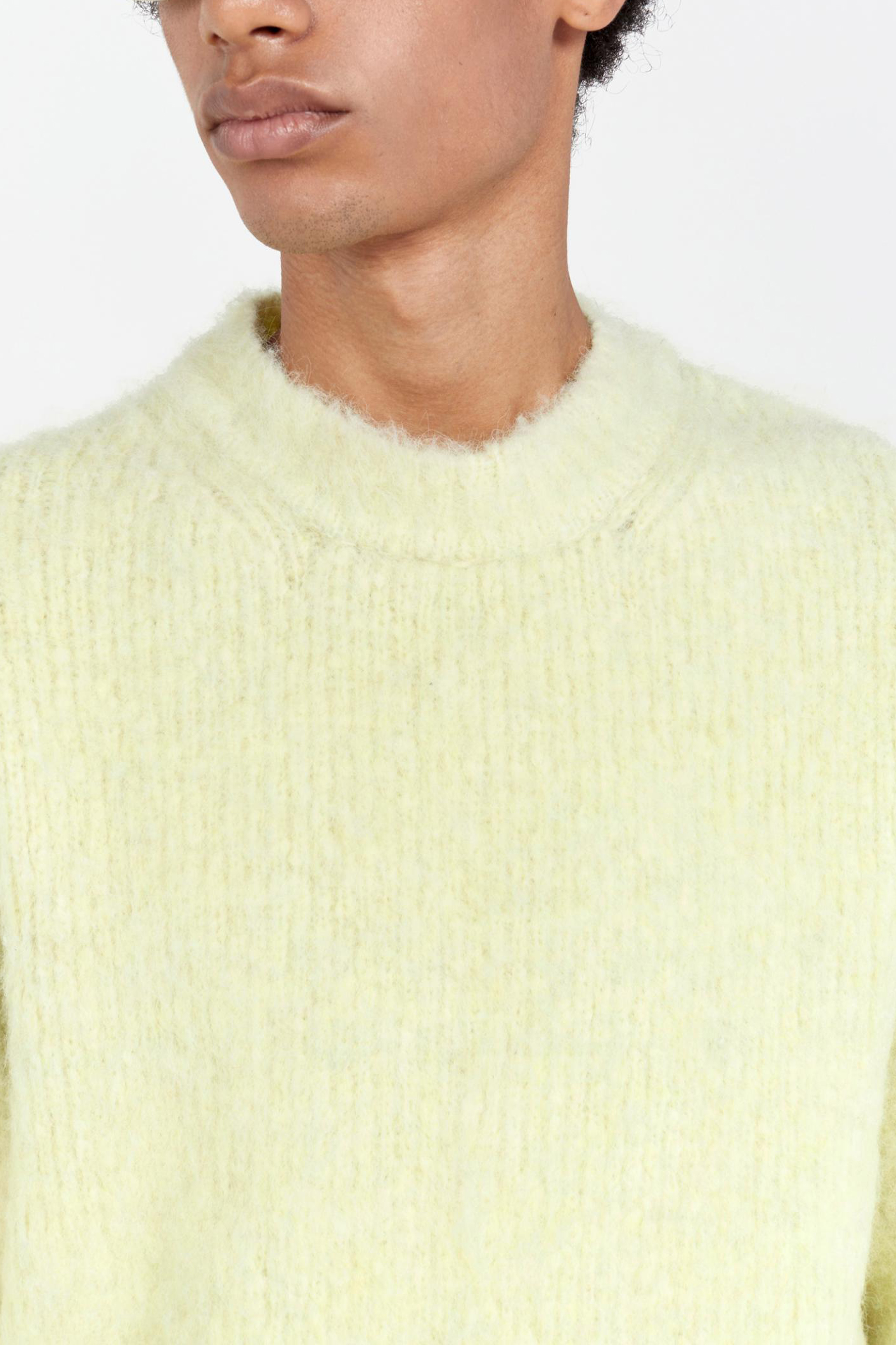 Italy fuzzy crew neck knit lemon