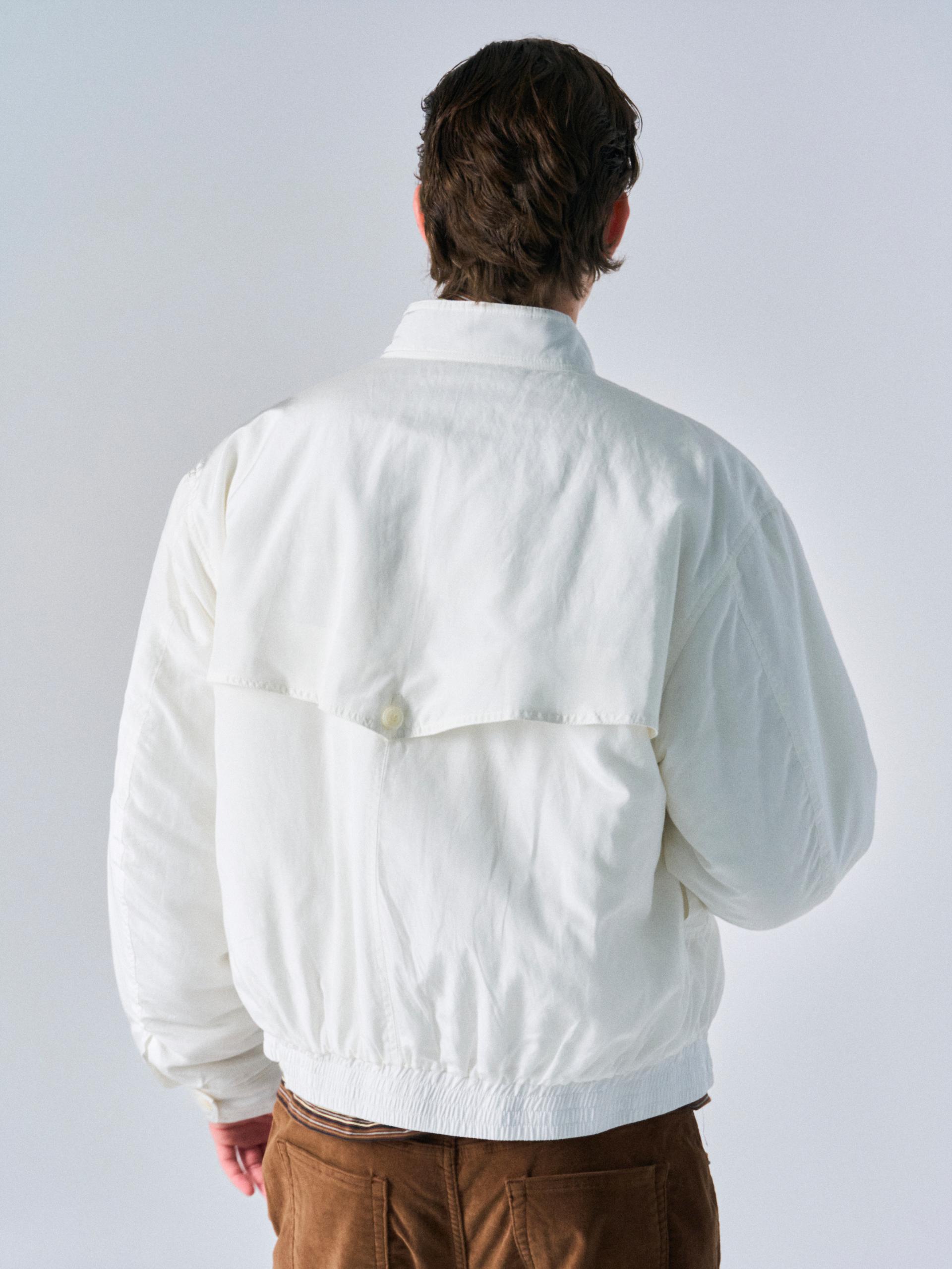 Cedric funnel-neck silk blouson white