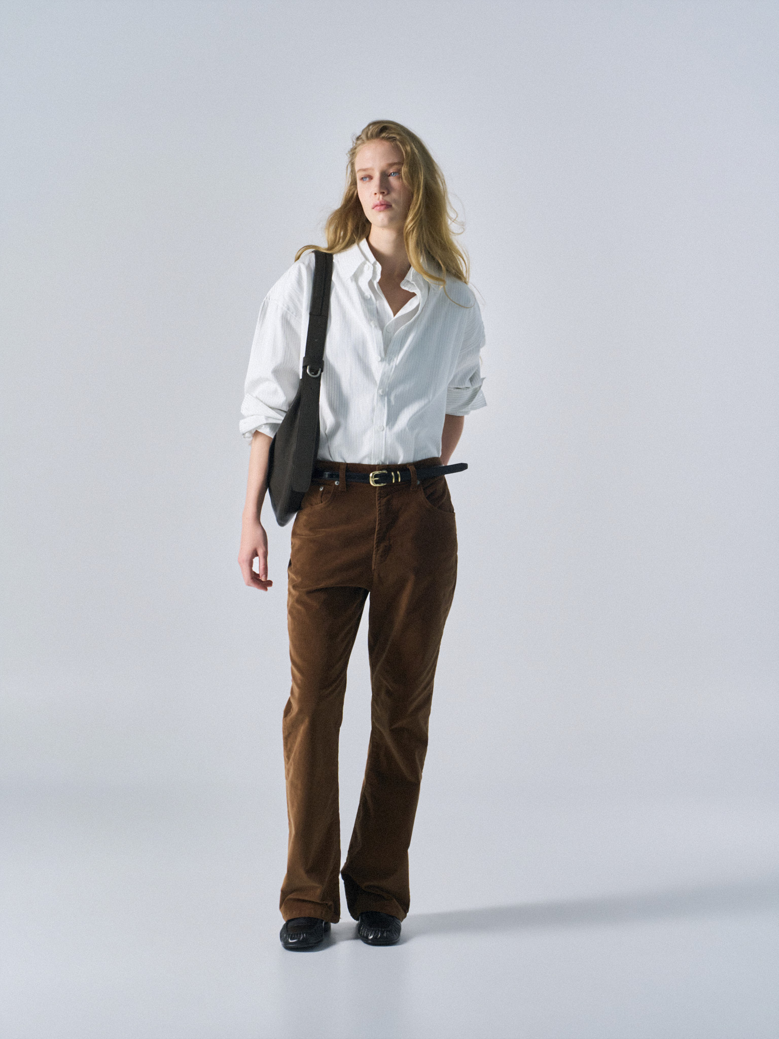 Rodd washed velvet bootcut jeans rust