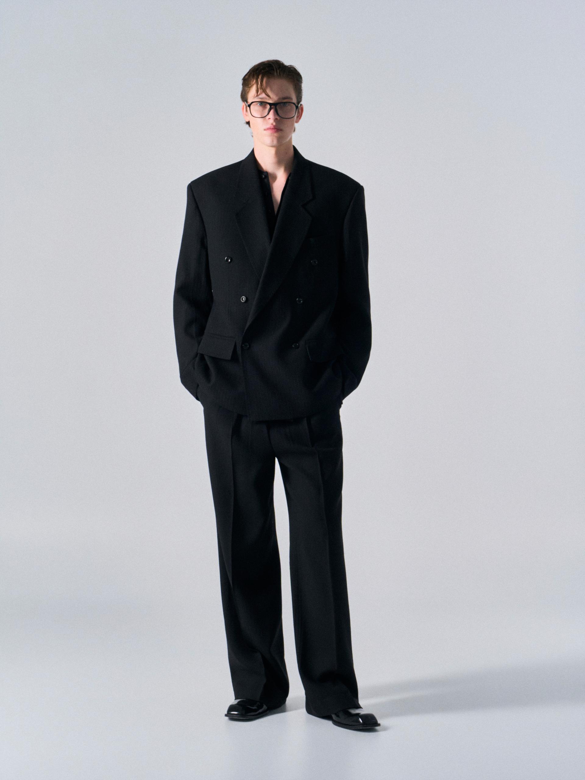 Orford pleat wide pants pin stripe