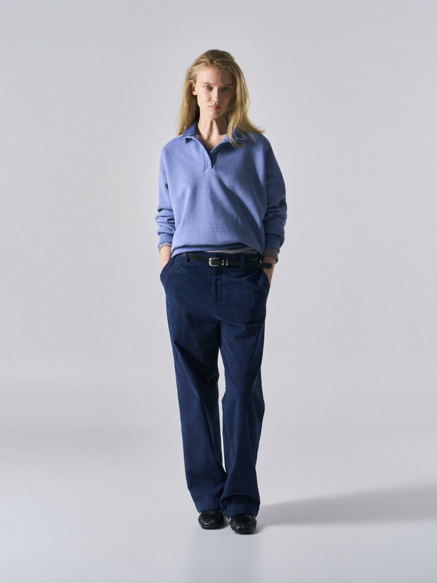Welby washed cotton pants prussian blue