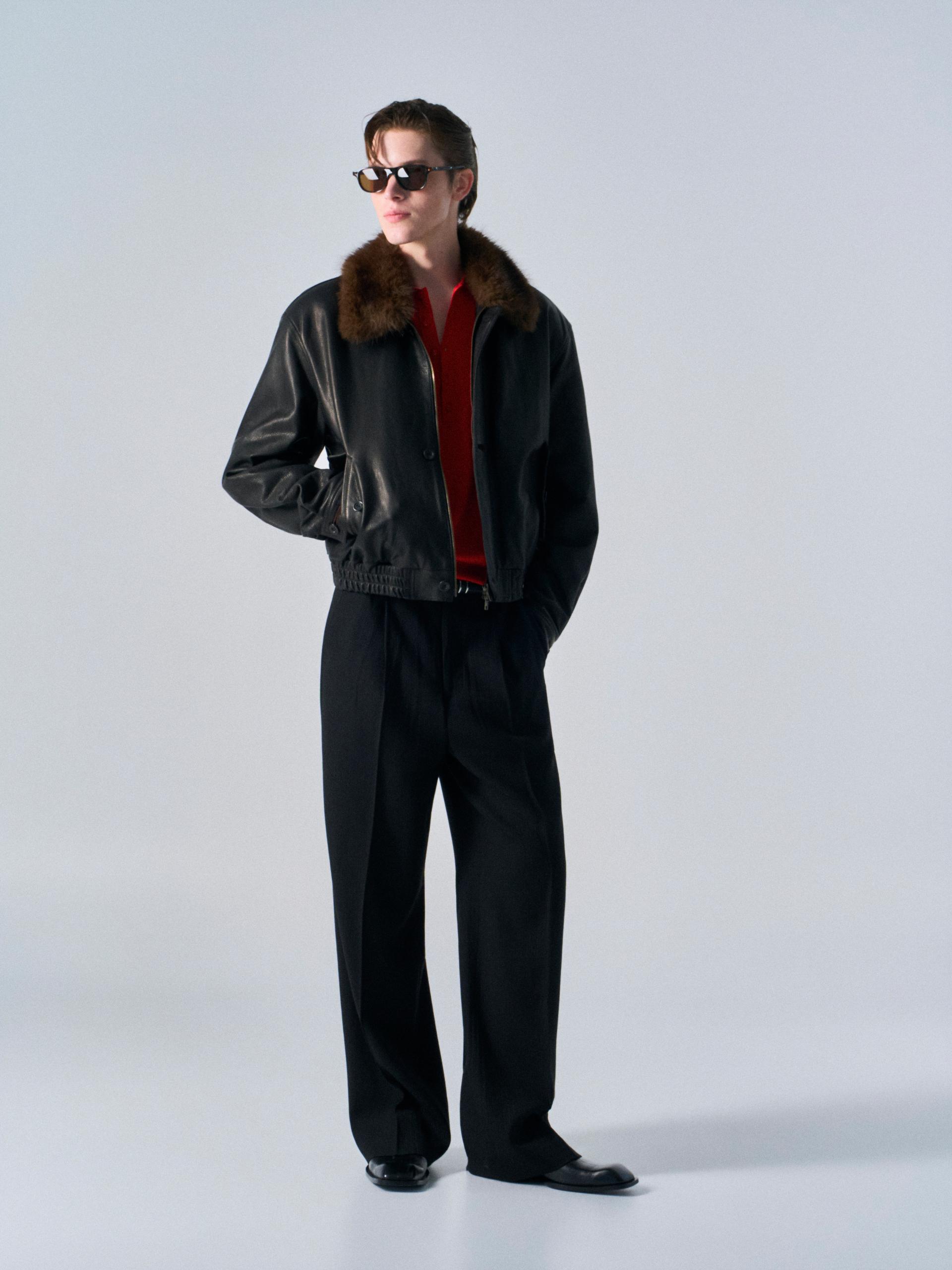 Afton padded leather jacket espresso