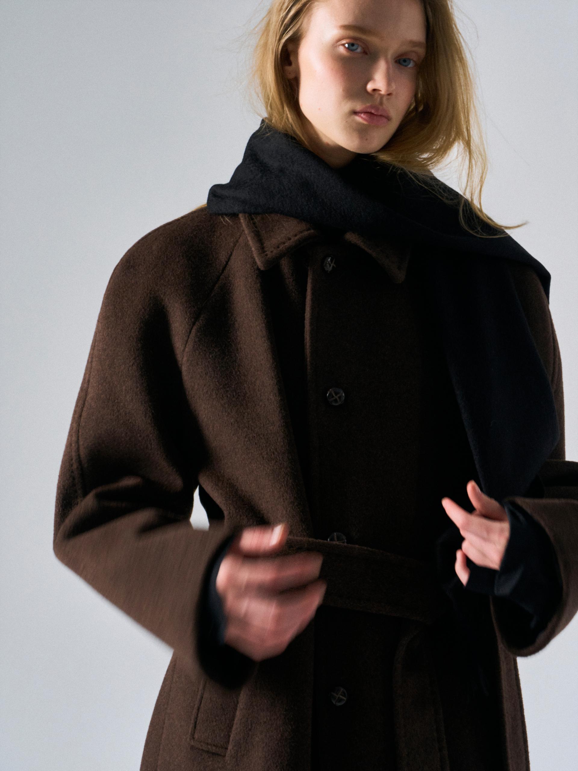 Lawton cashmere arch raglan coat cinnamon