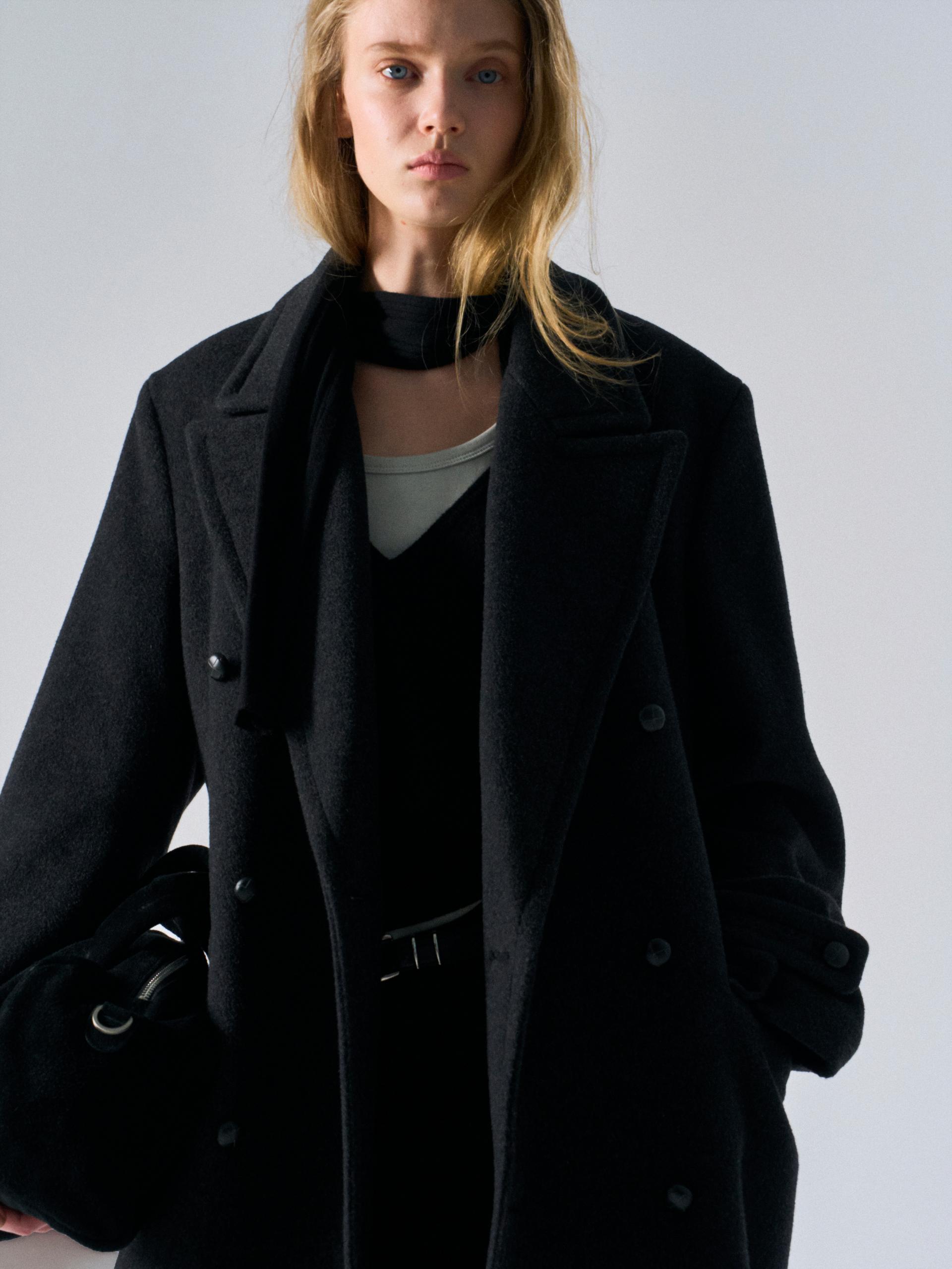 Corwin cashmere double-breasted coat charcoal