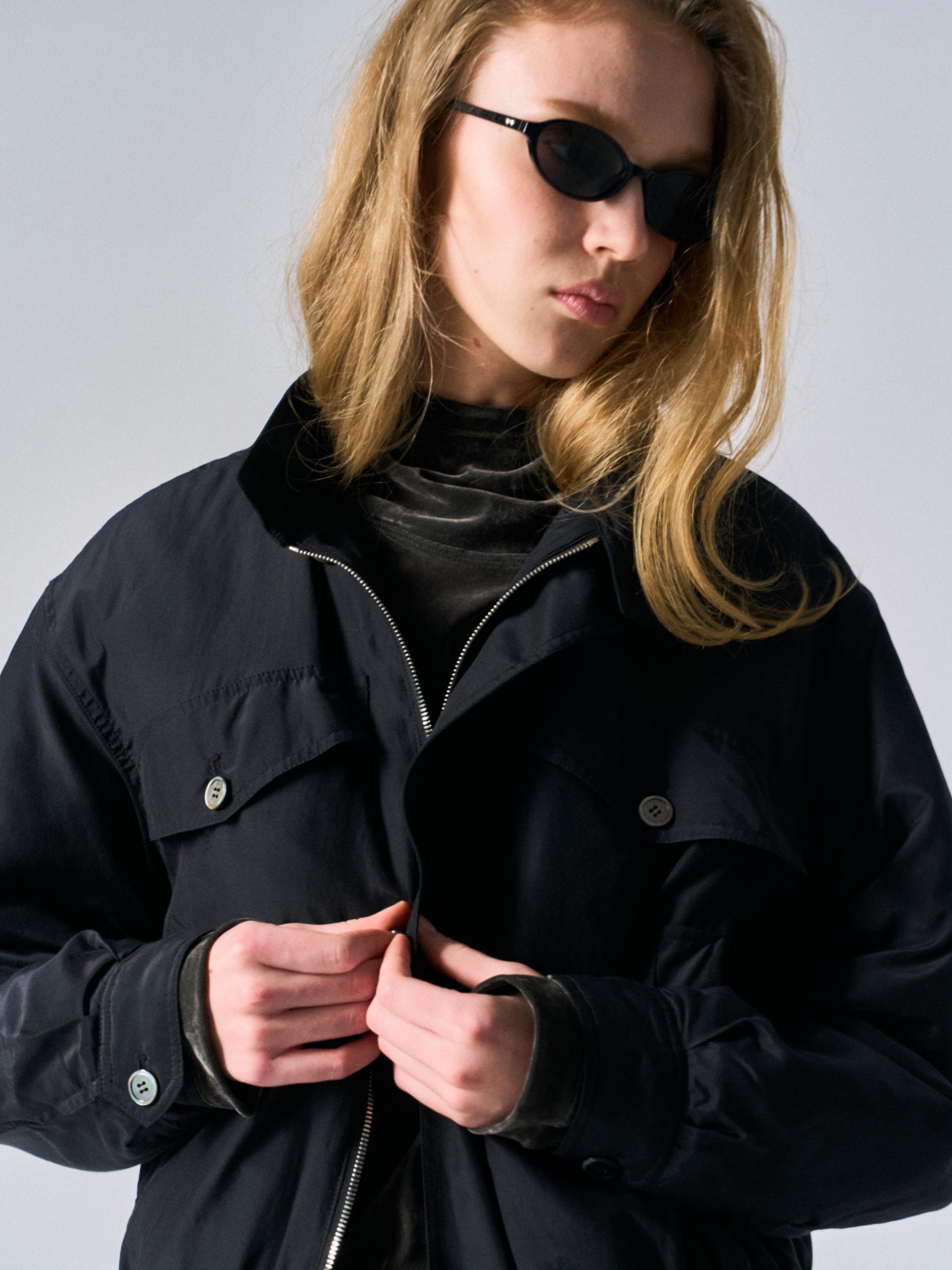 Cedric silk padded blouson black
