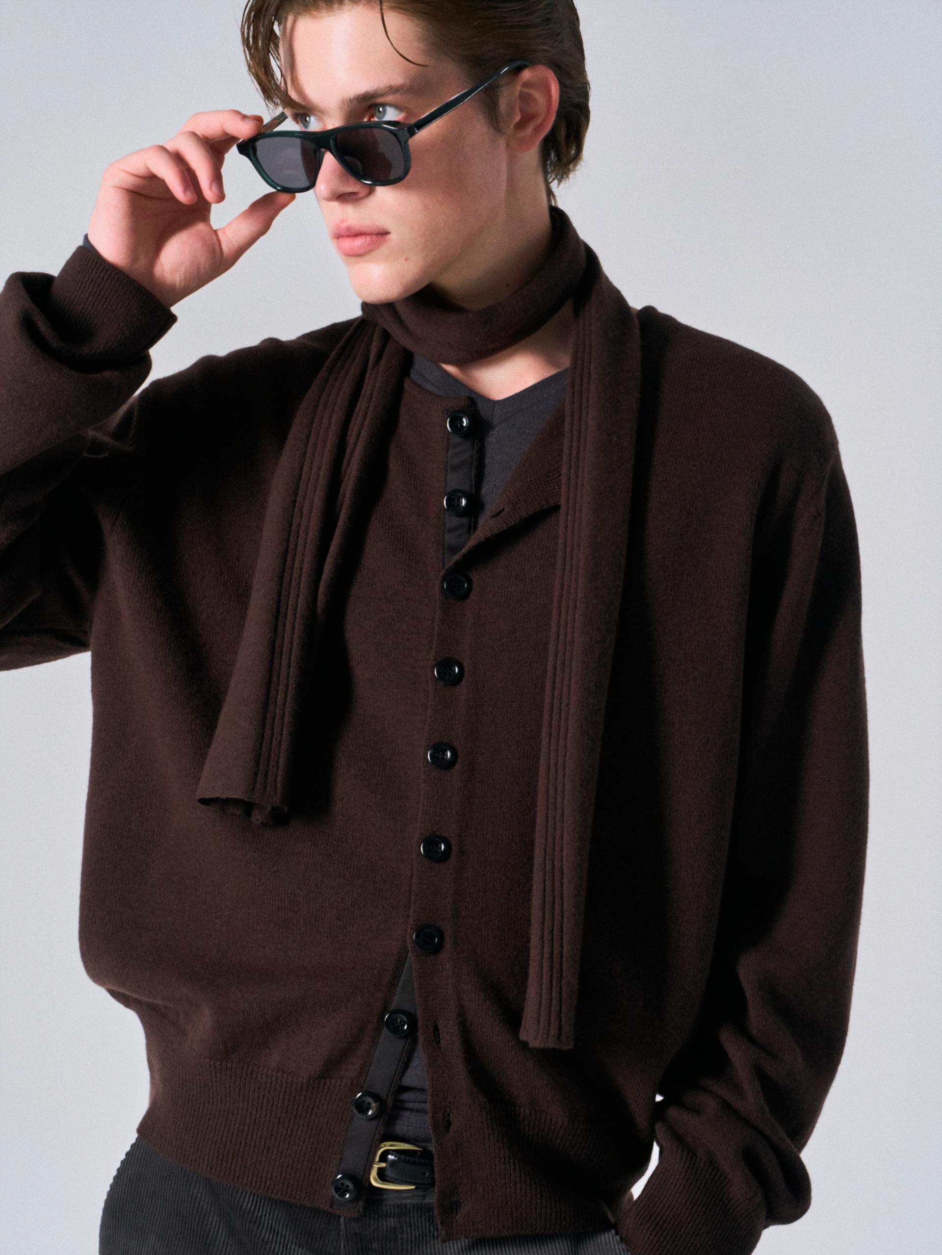 Lou scarf cardigan taupe