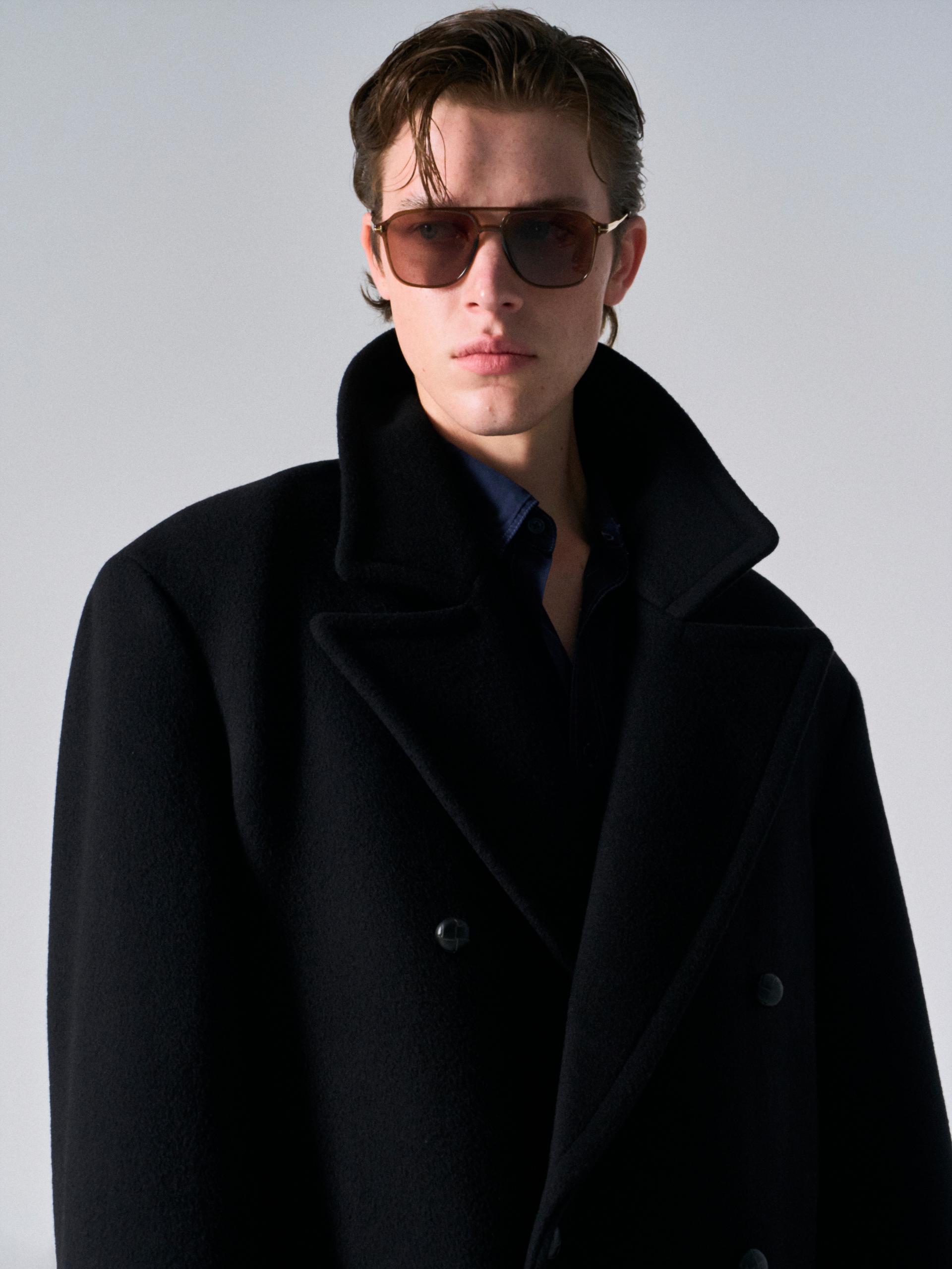 Corwin cashmere double-breasted coat black