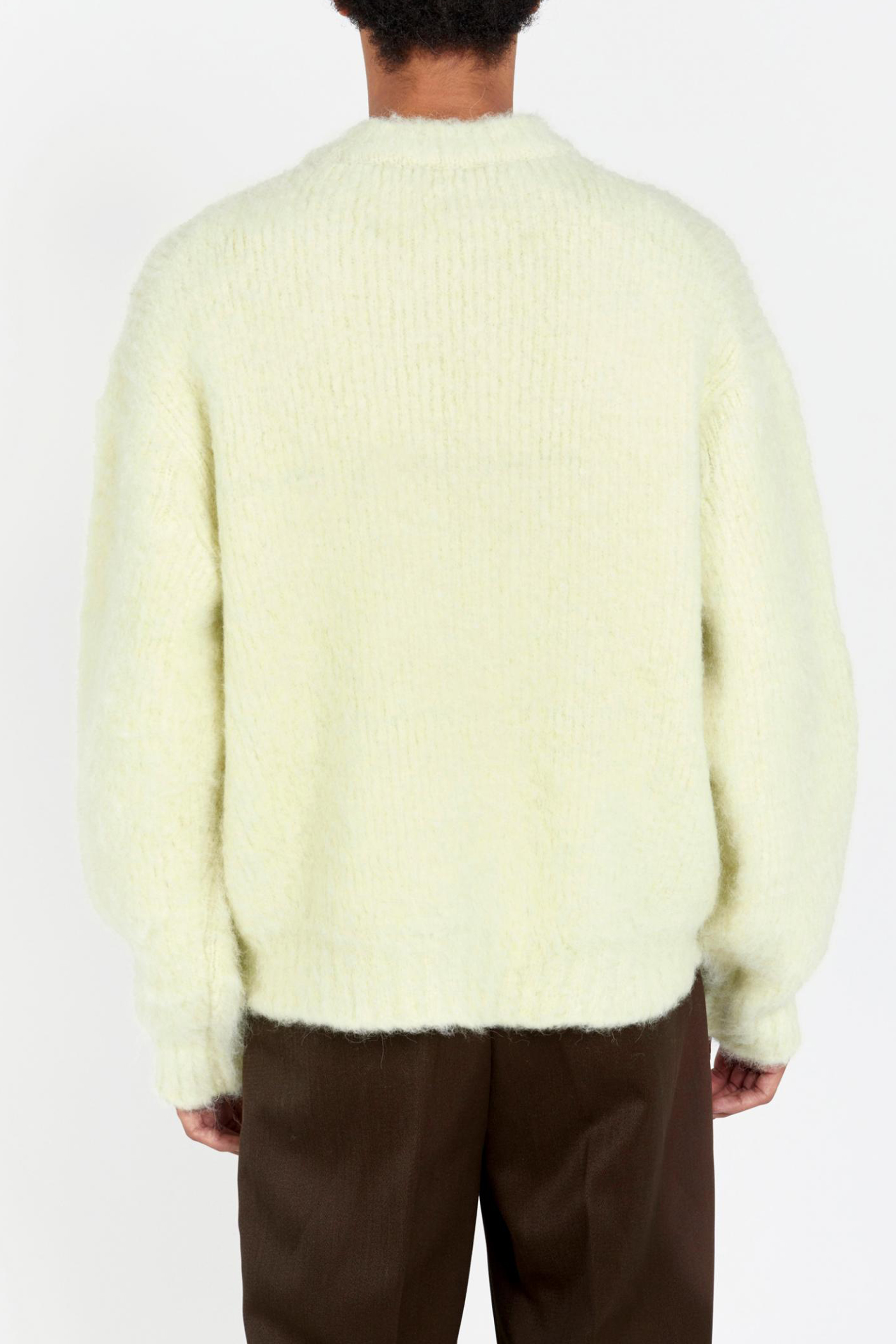 Italy fuzzy crew neck knit lemon