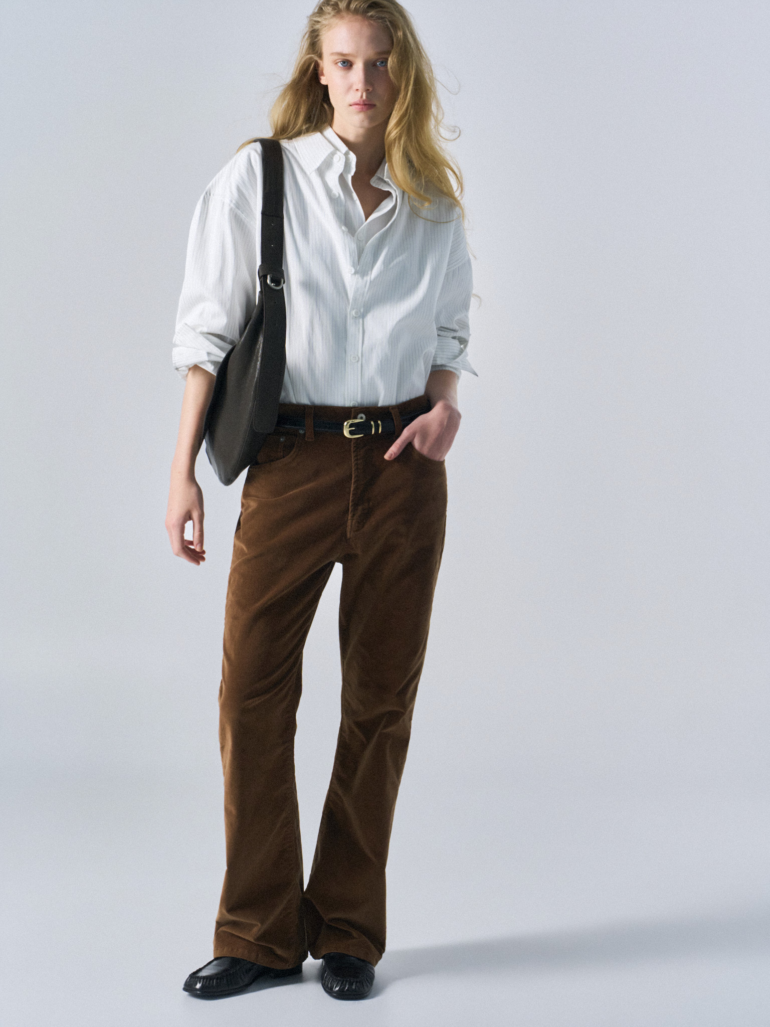 Rodd washed velvet bootcut jeans rust