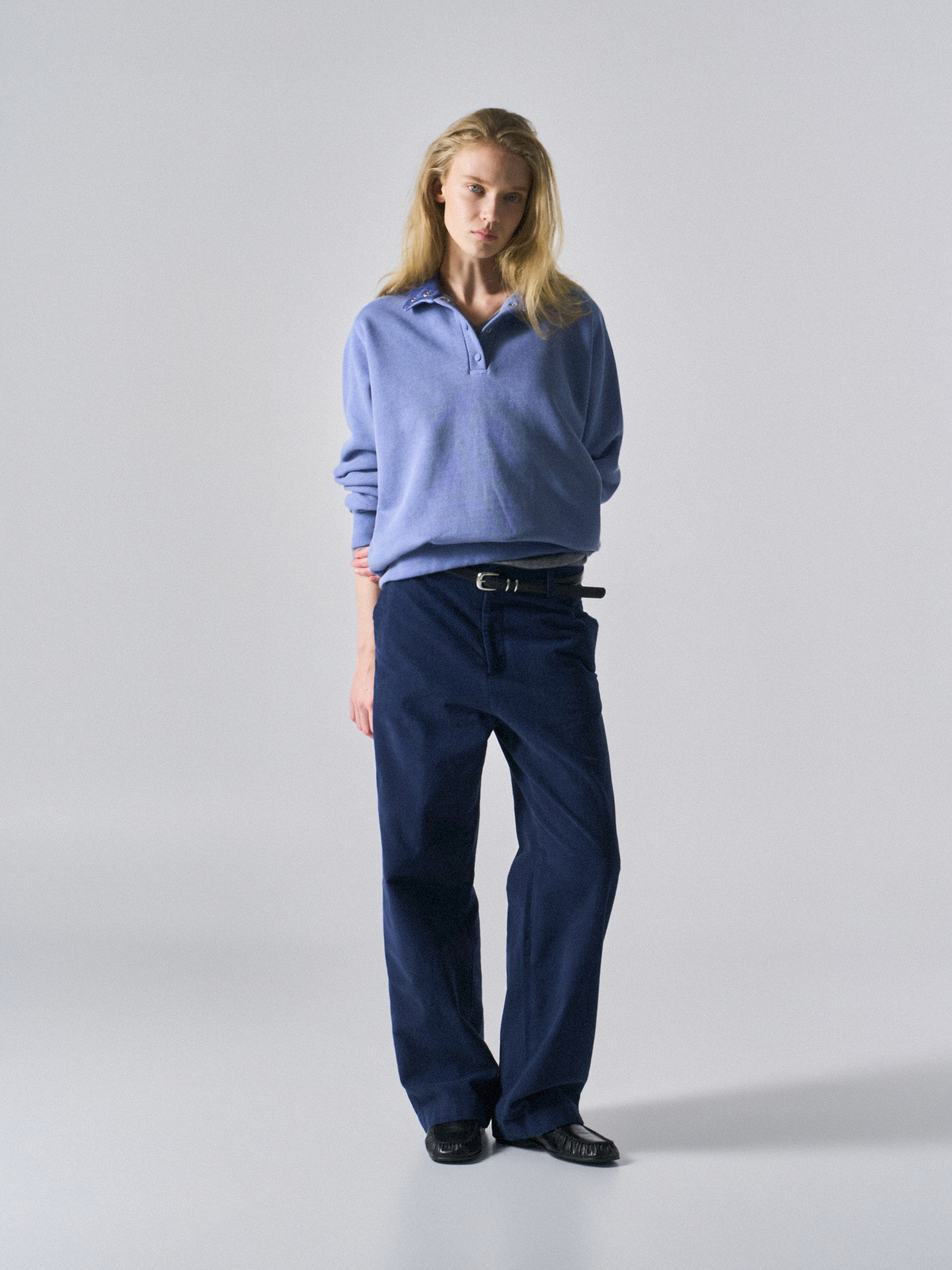 Welby washed cotton pants prussian blue