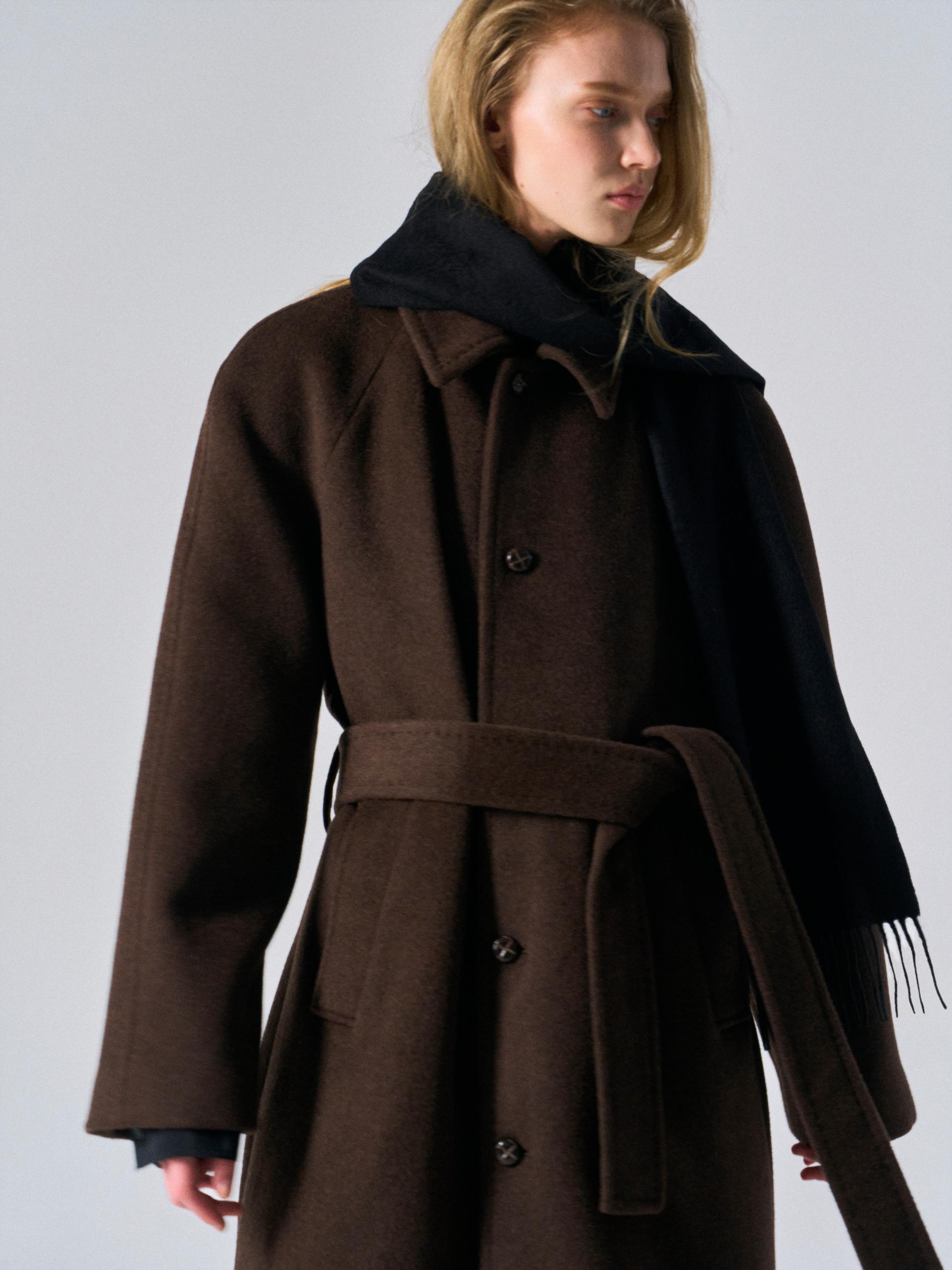 Lawton cashmere arch raglan coat cinnamon