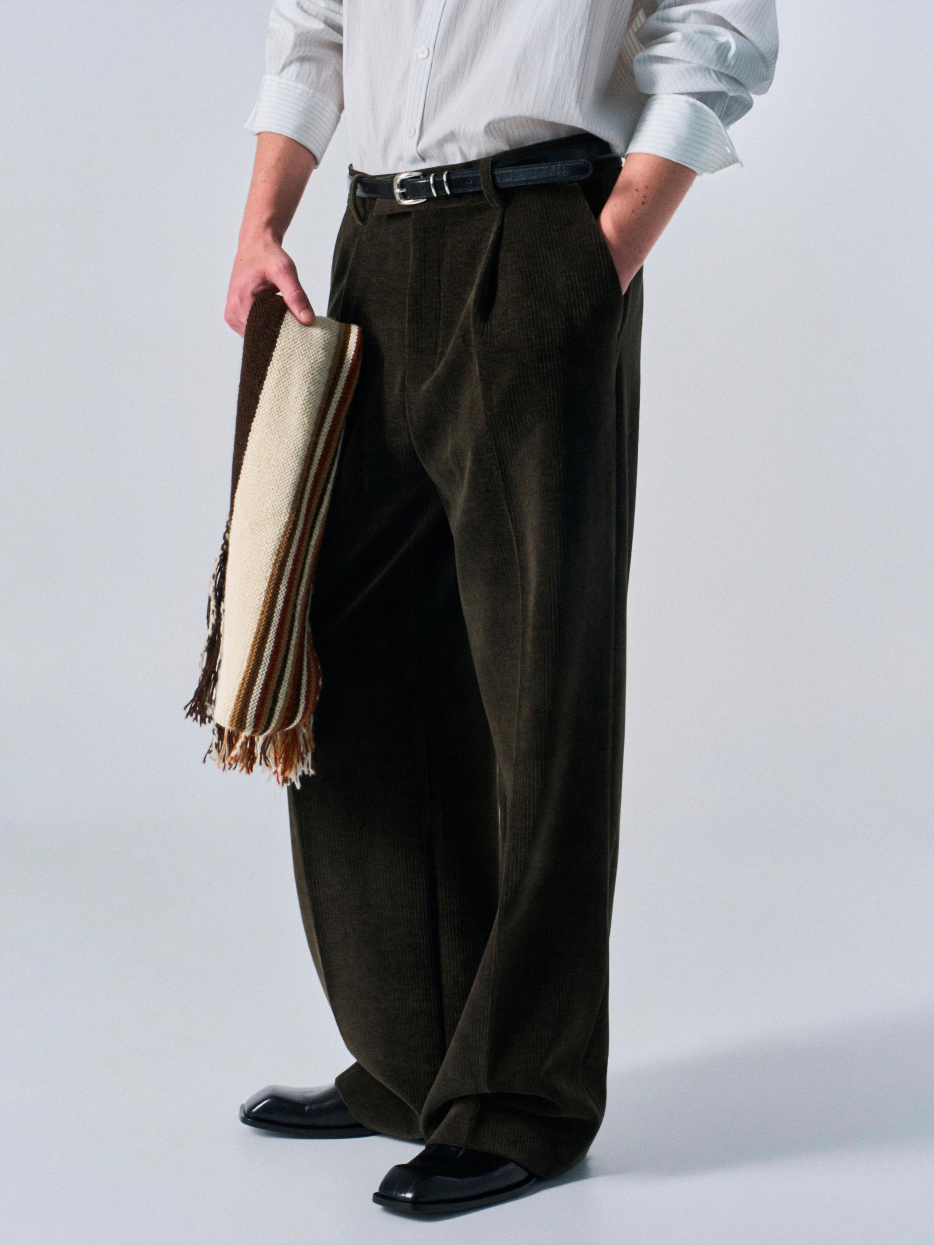 Orford pleat wide pants umber
