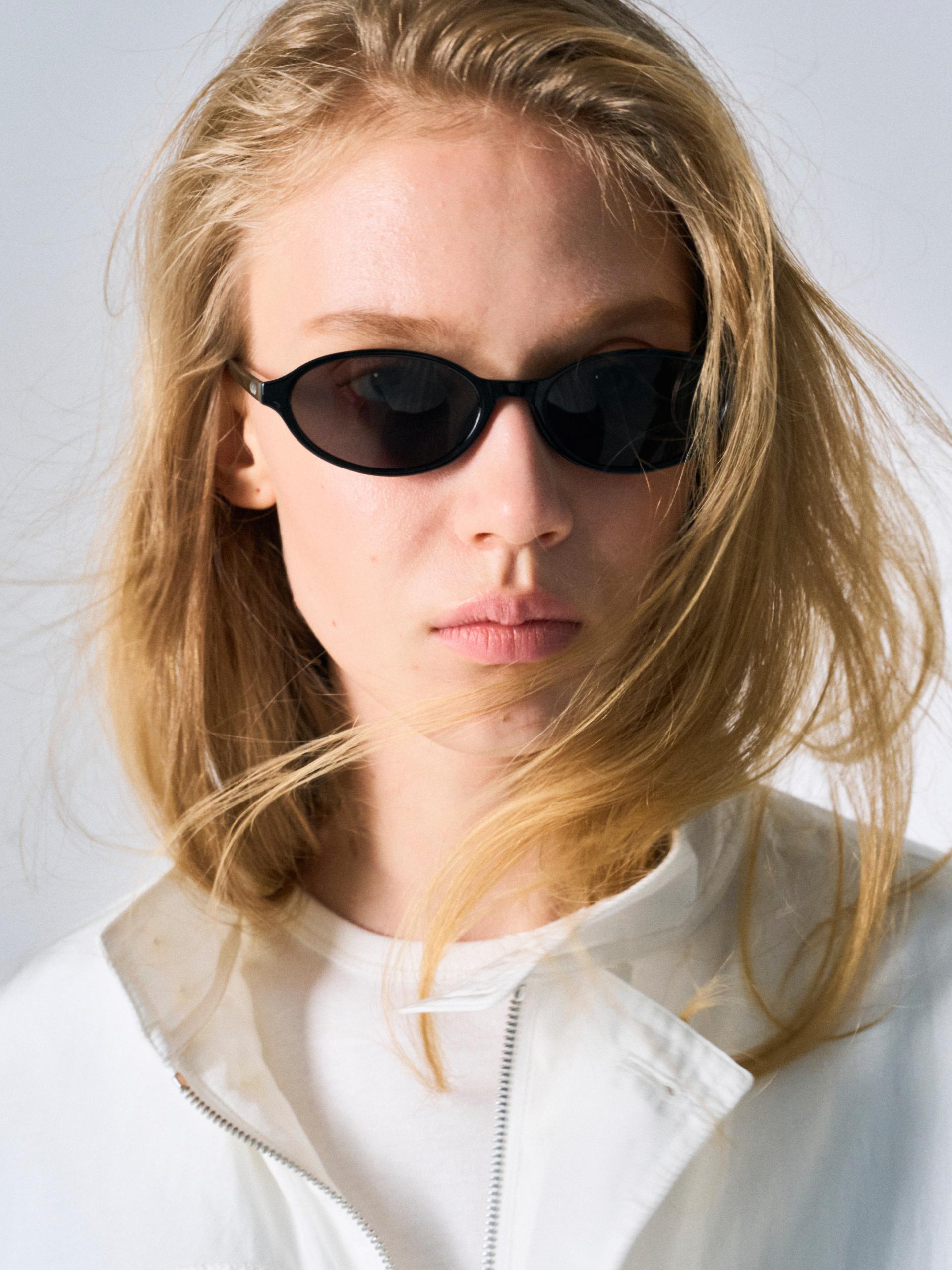 Cedric funnel-neck silk blouson white