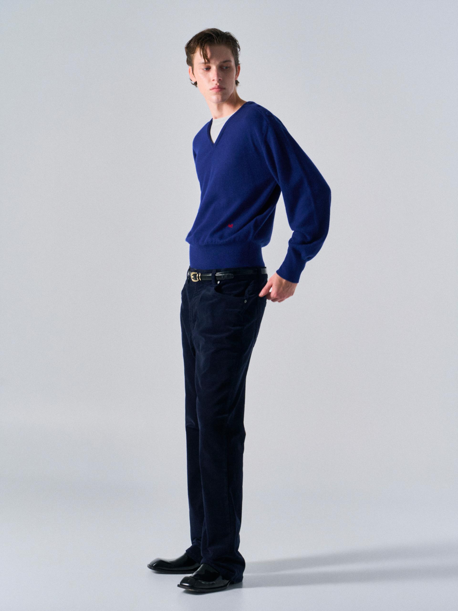 Towns layered v-neck sweater blue