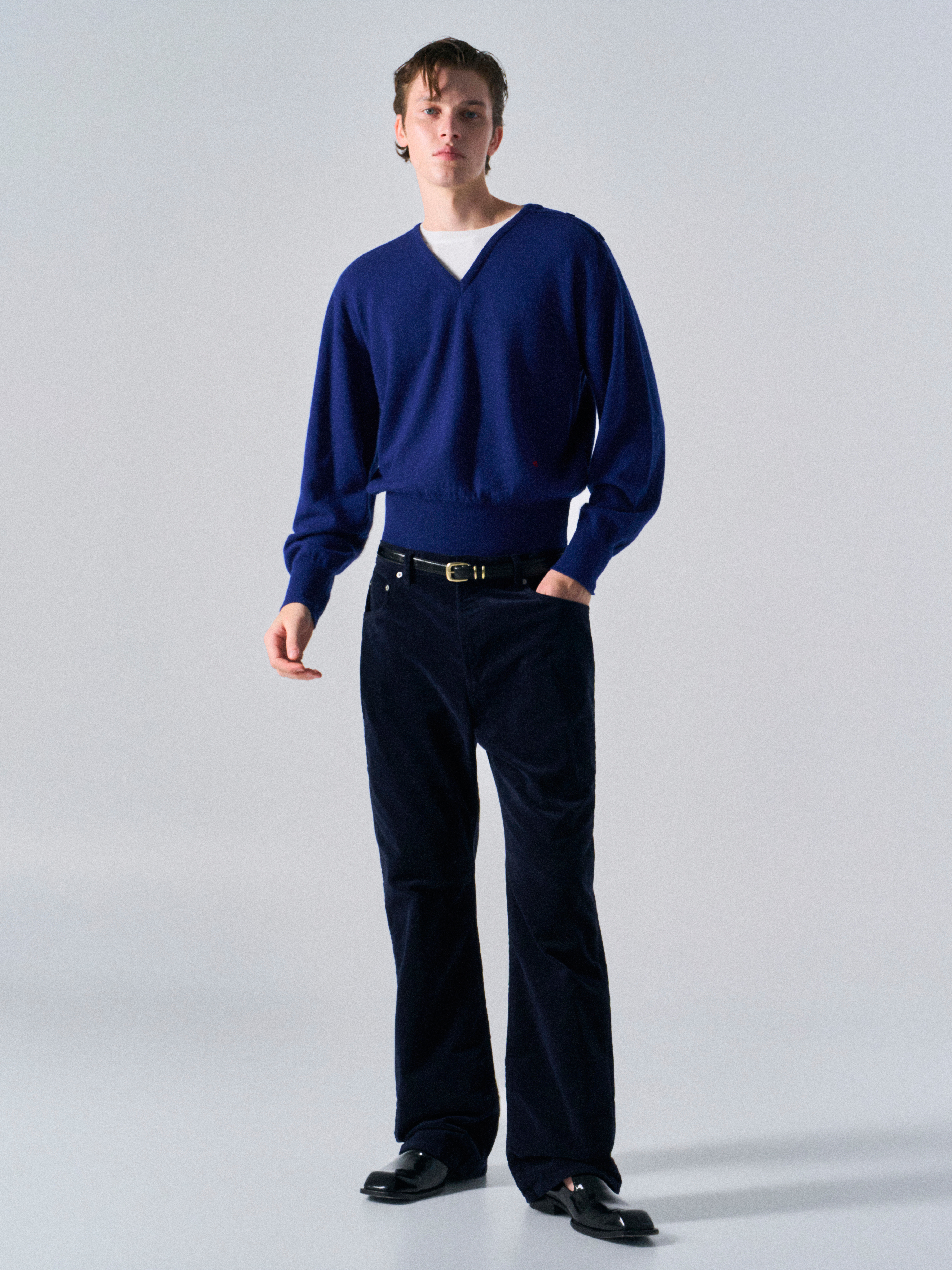Rodd washed velvet bootcut jeans midnight