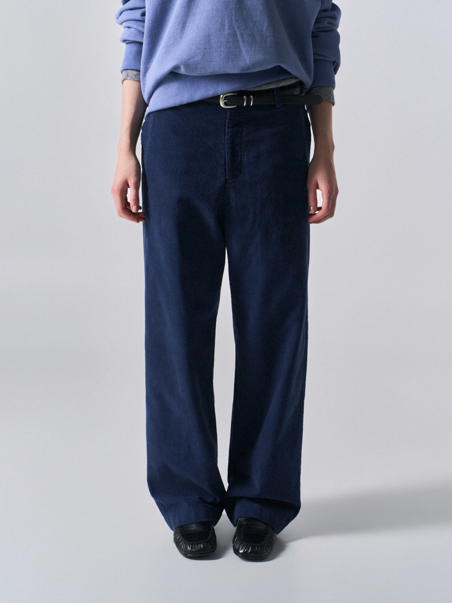 Welby washed cotton pants prussian blue