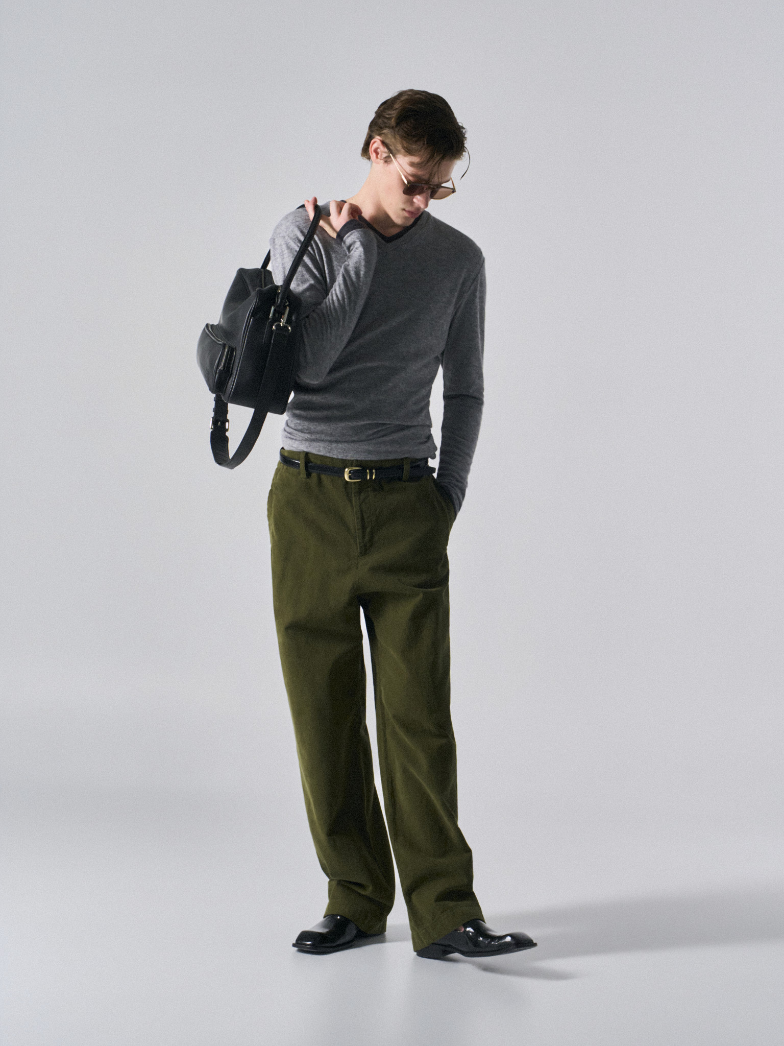Welby washed cotton pants clover