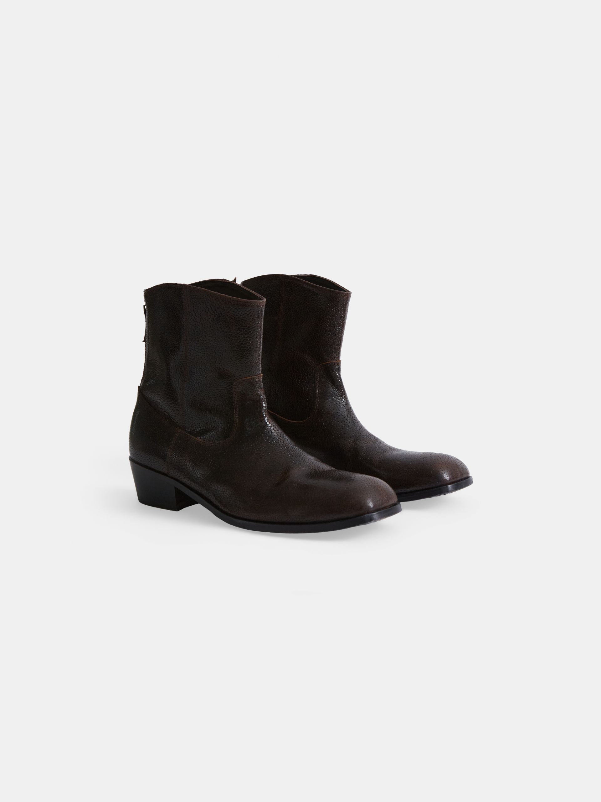 Trevor shagreen square boots brown