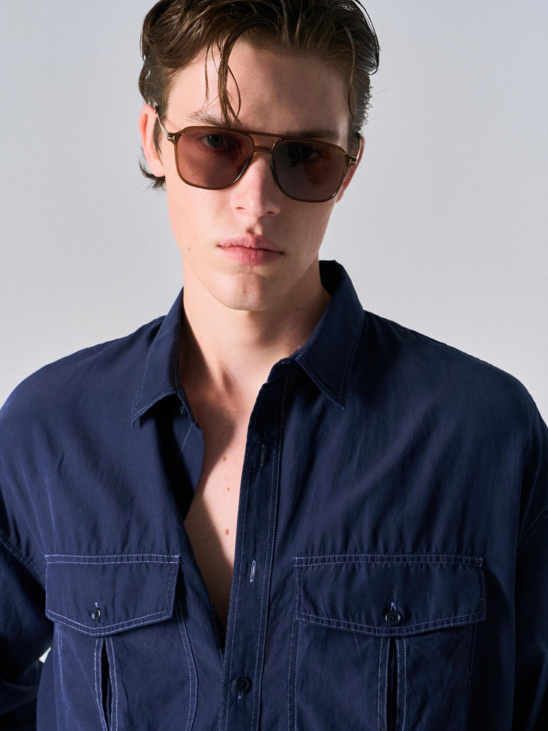 Astor silk shirt navy