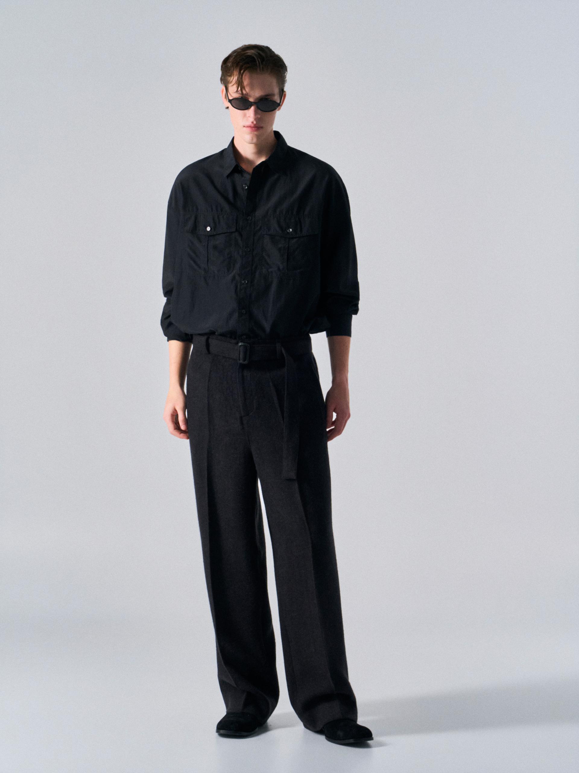 Linton shade belted pant coal