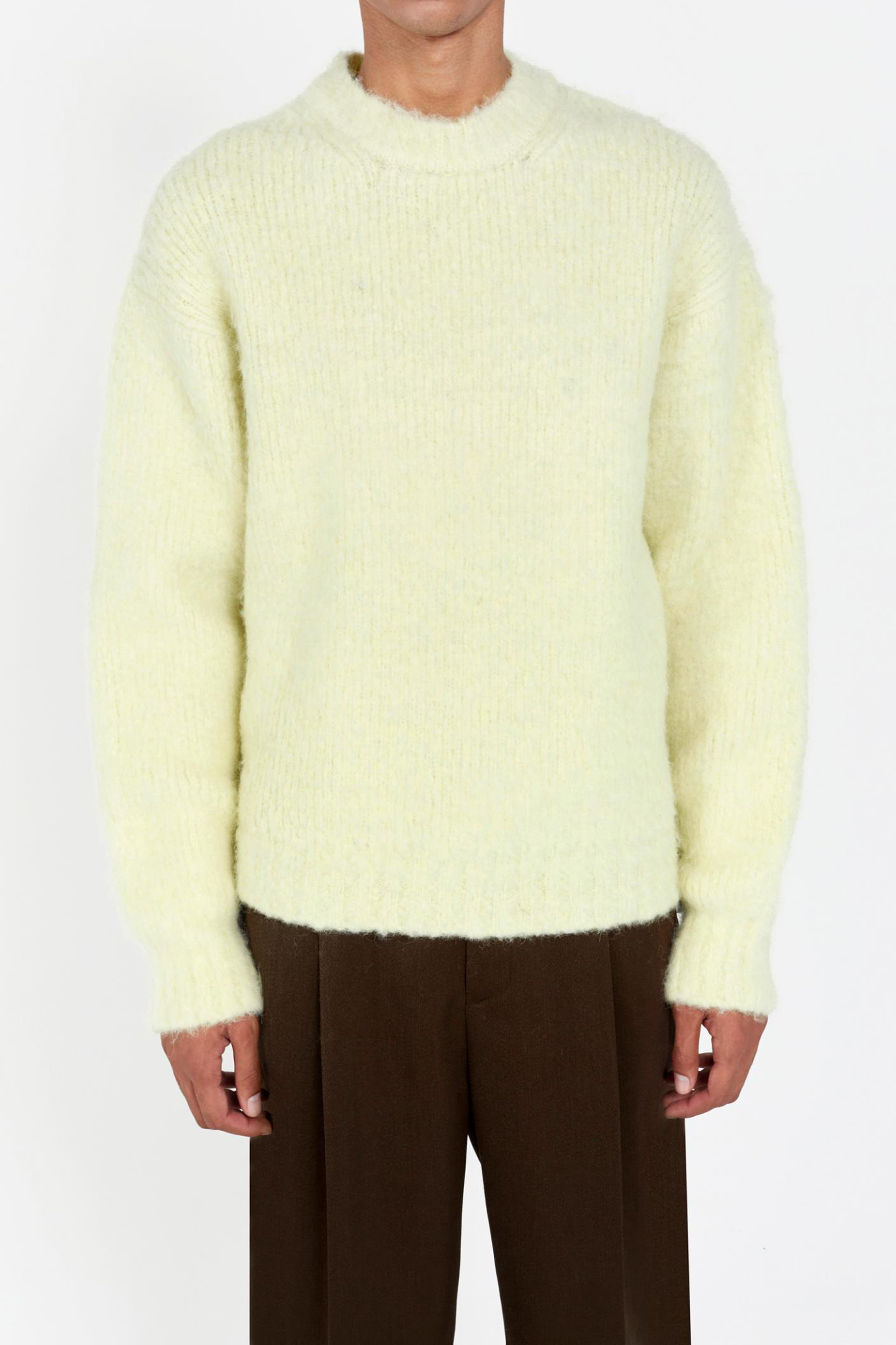 Italy fuzzy crew neck knit lemon
