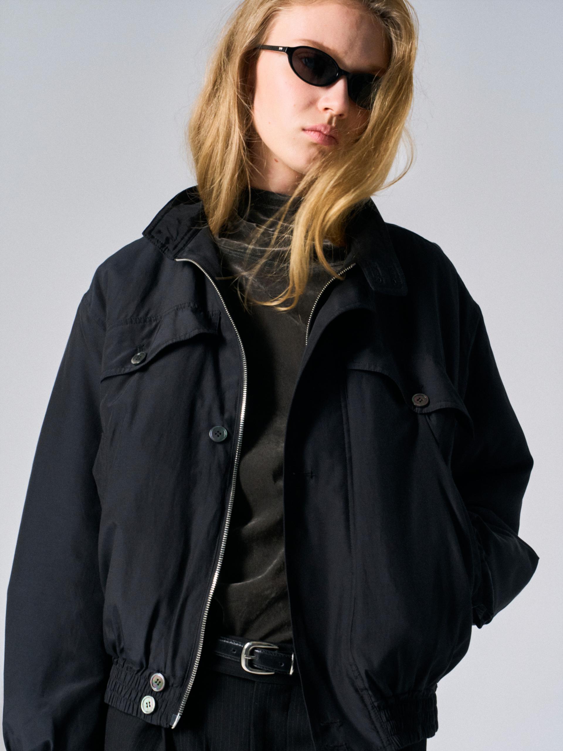 Cedric silk padded blouson black