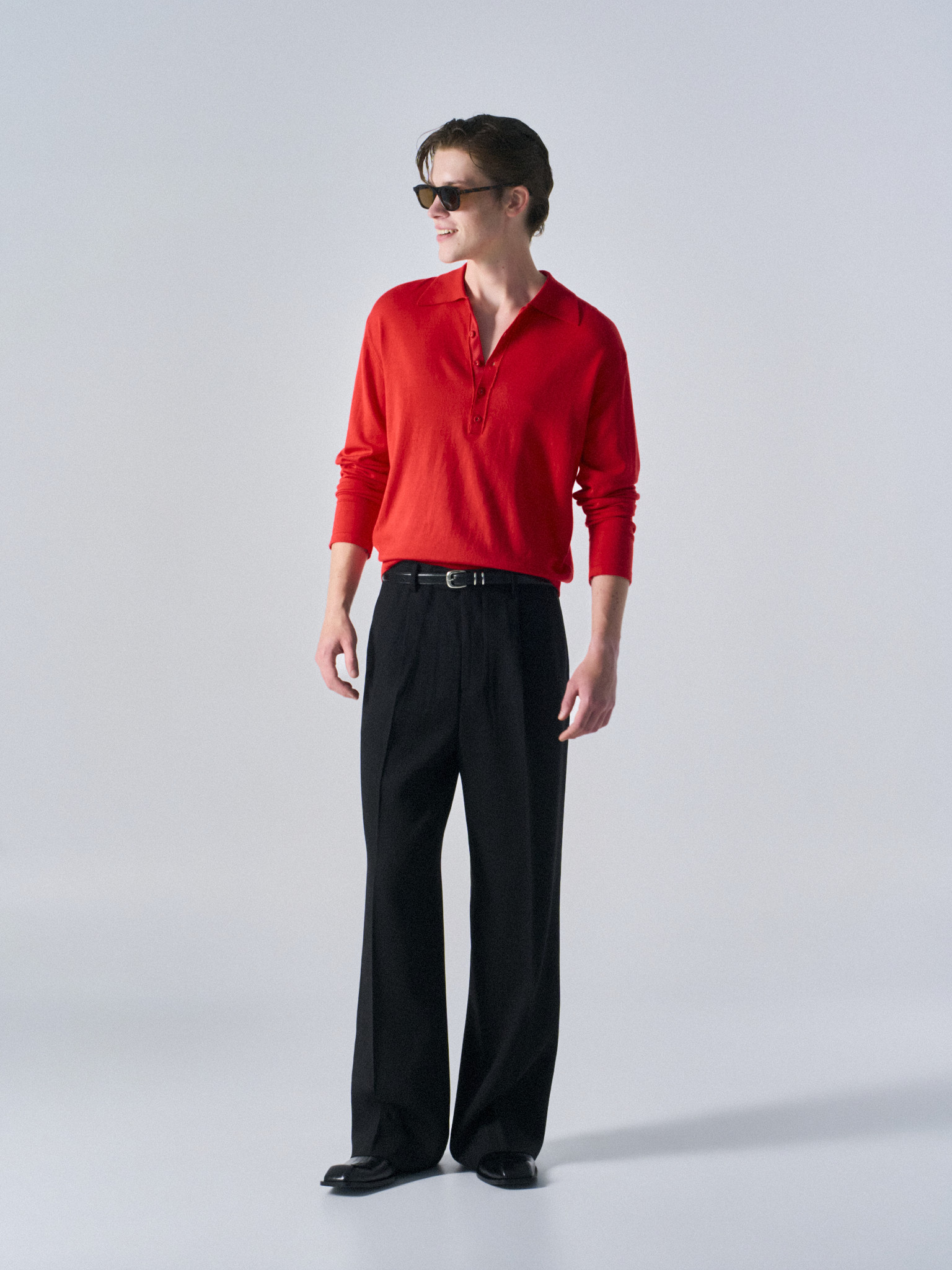 Corin contrast trim polo scarlet