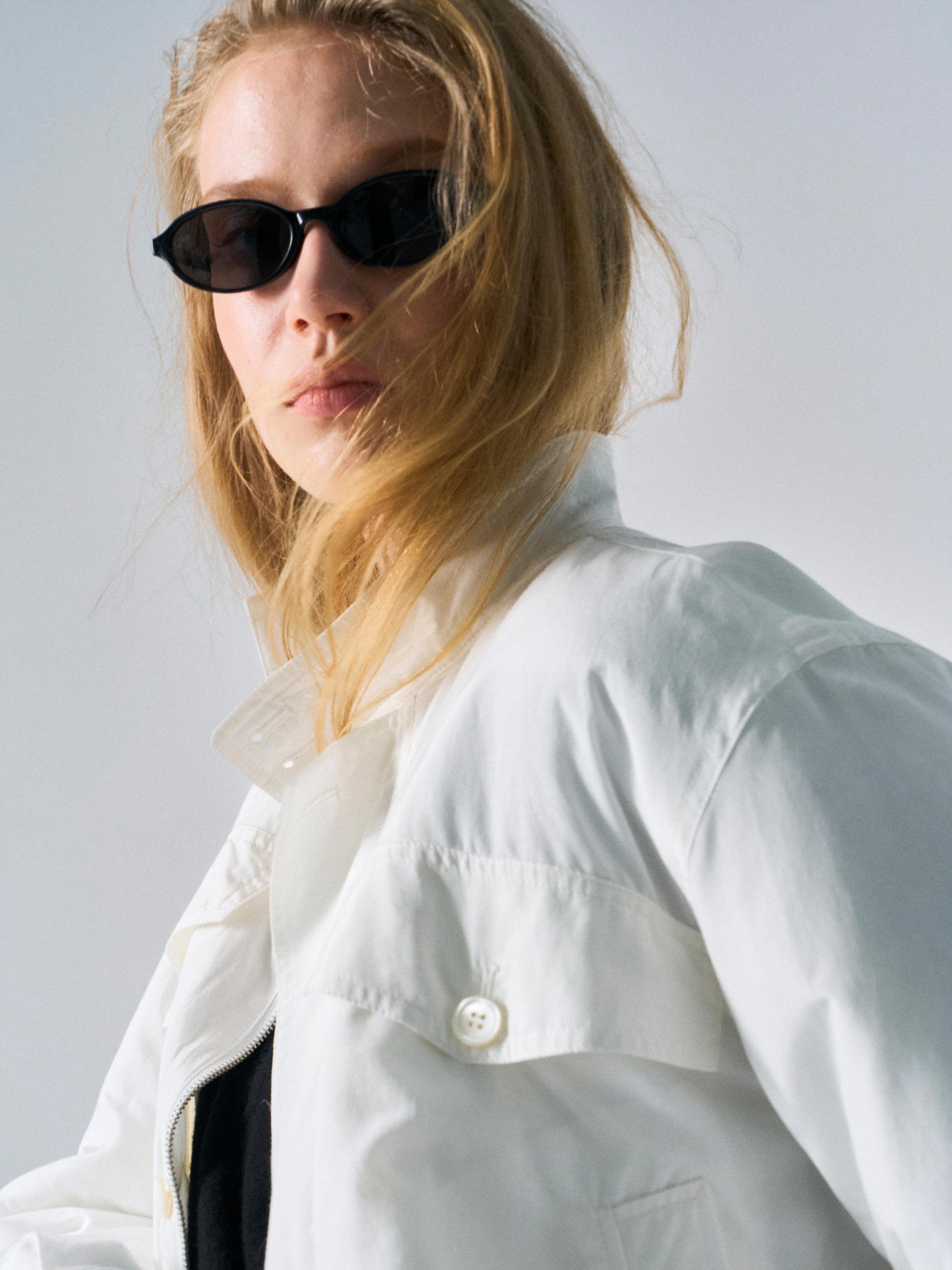 Cedric funnel-neck silk blouson white