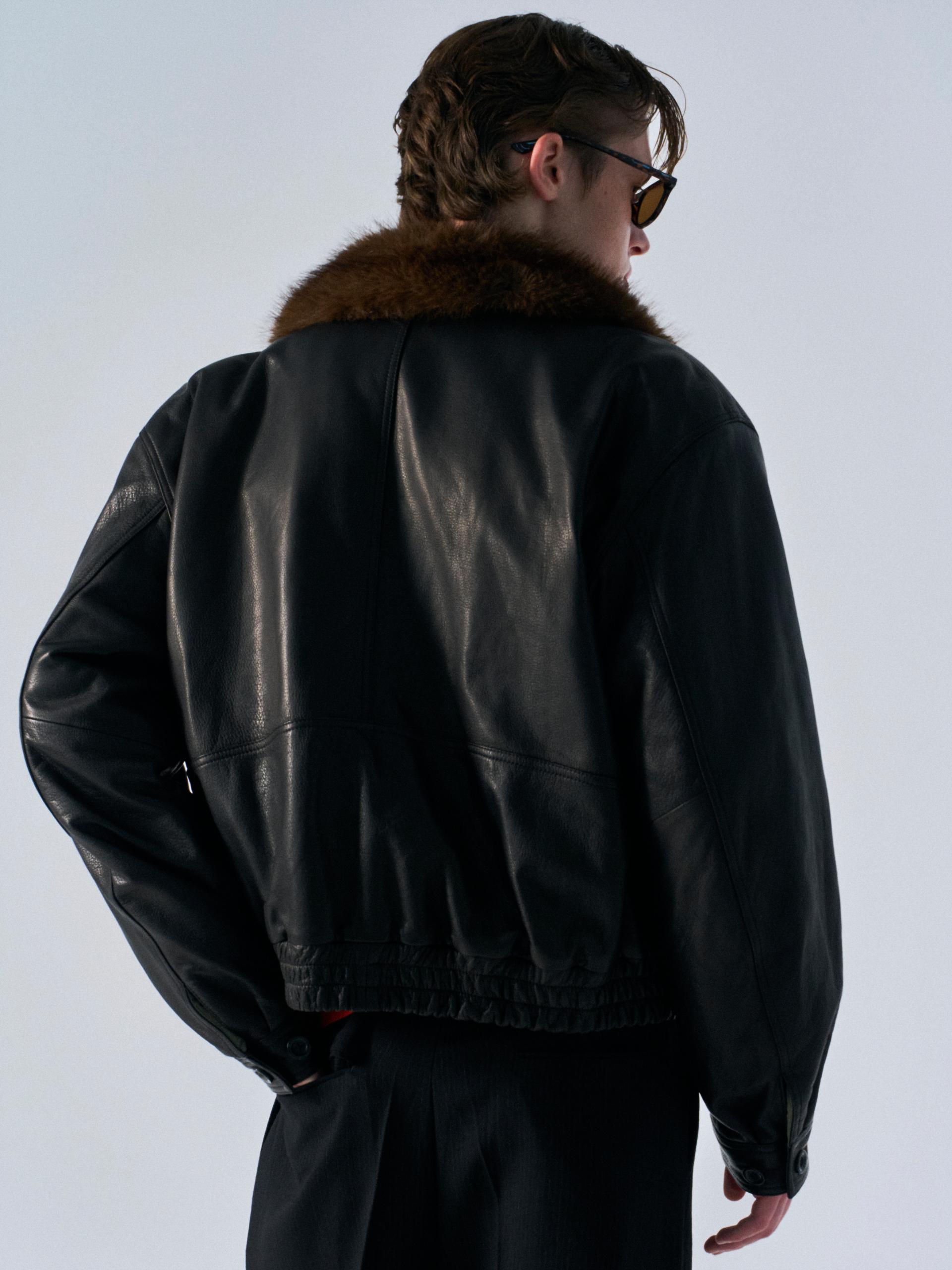 Afton padded leather jacket espresso