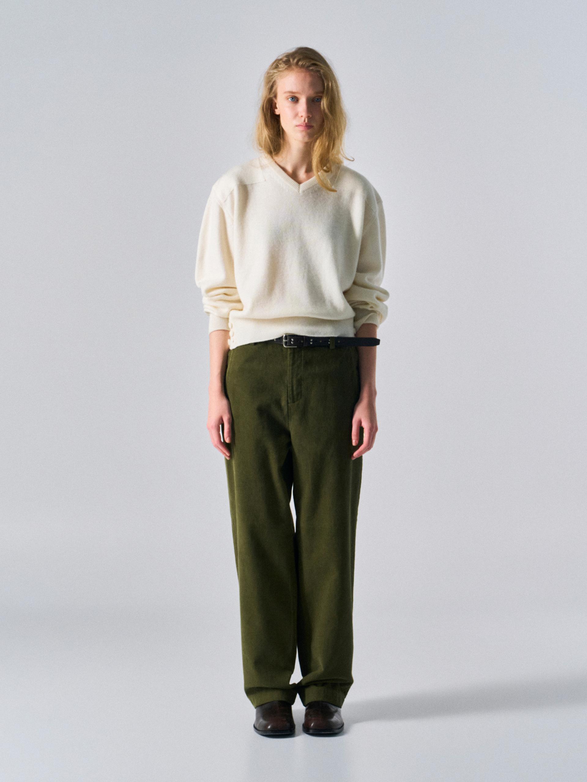 Welby washed cotton pants clover