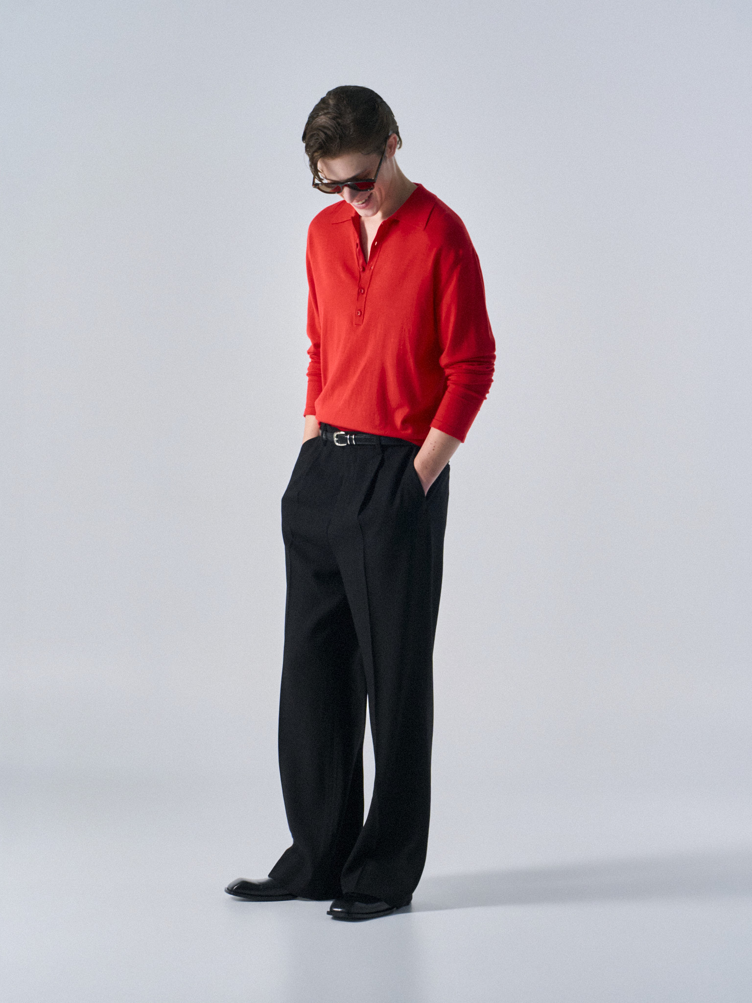 Corin contrast trim polo scarlet