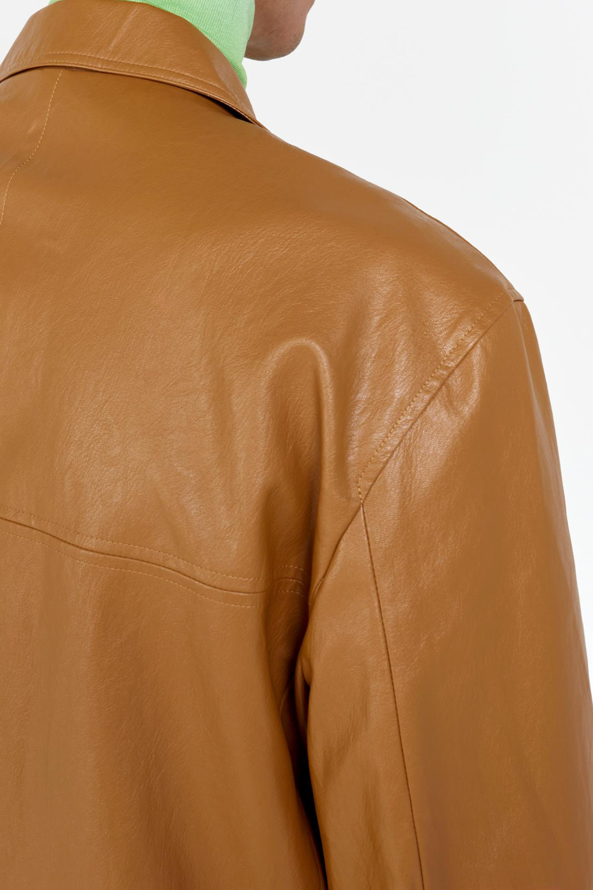 vincent vegan leather car coat peanut