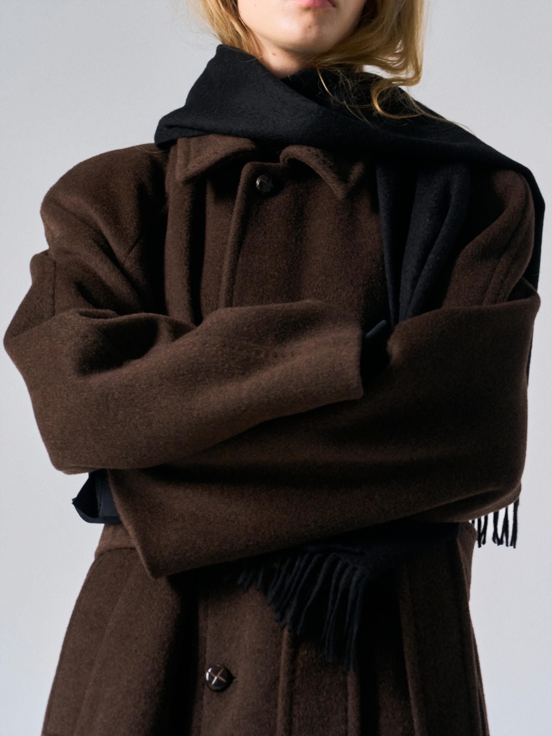 Lawton cashmere arch raglan coat cinnamon