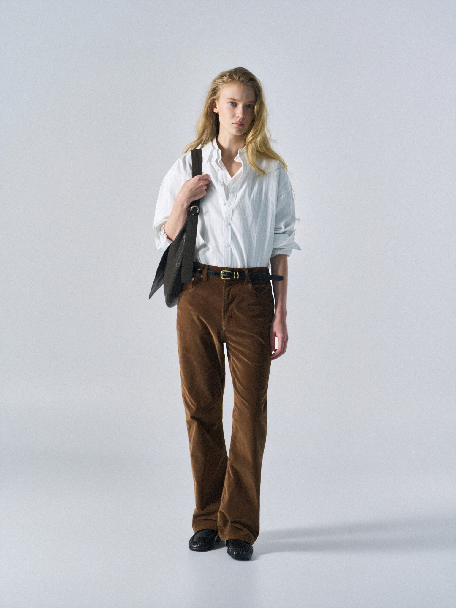 Rodd washed velvet bootcut jeans rust
