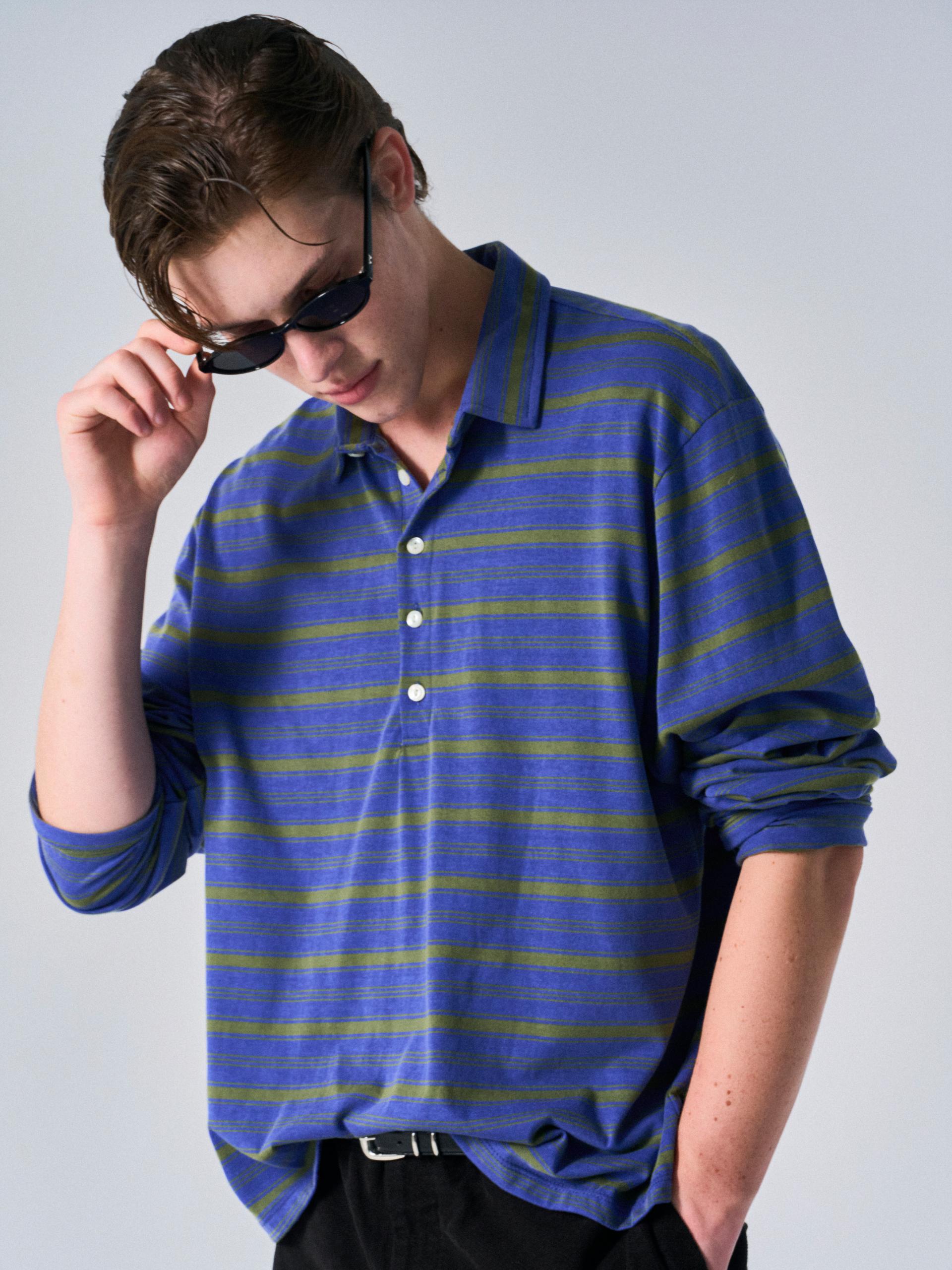 Toby polo olive stripe