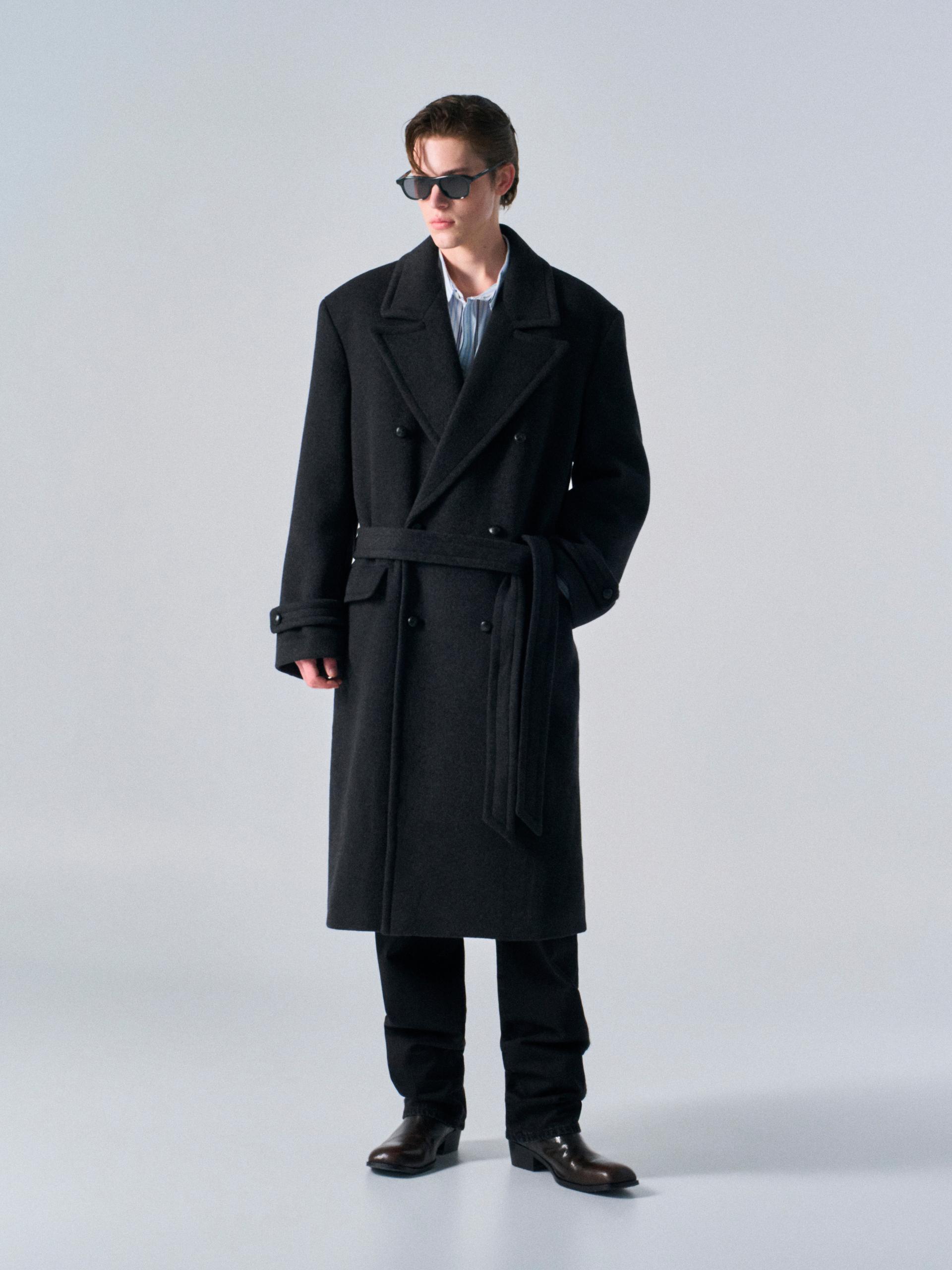 Corwin cashmere double-breasted coat charcoal