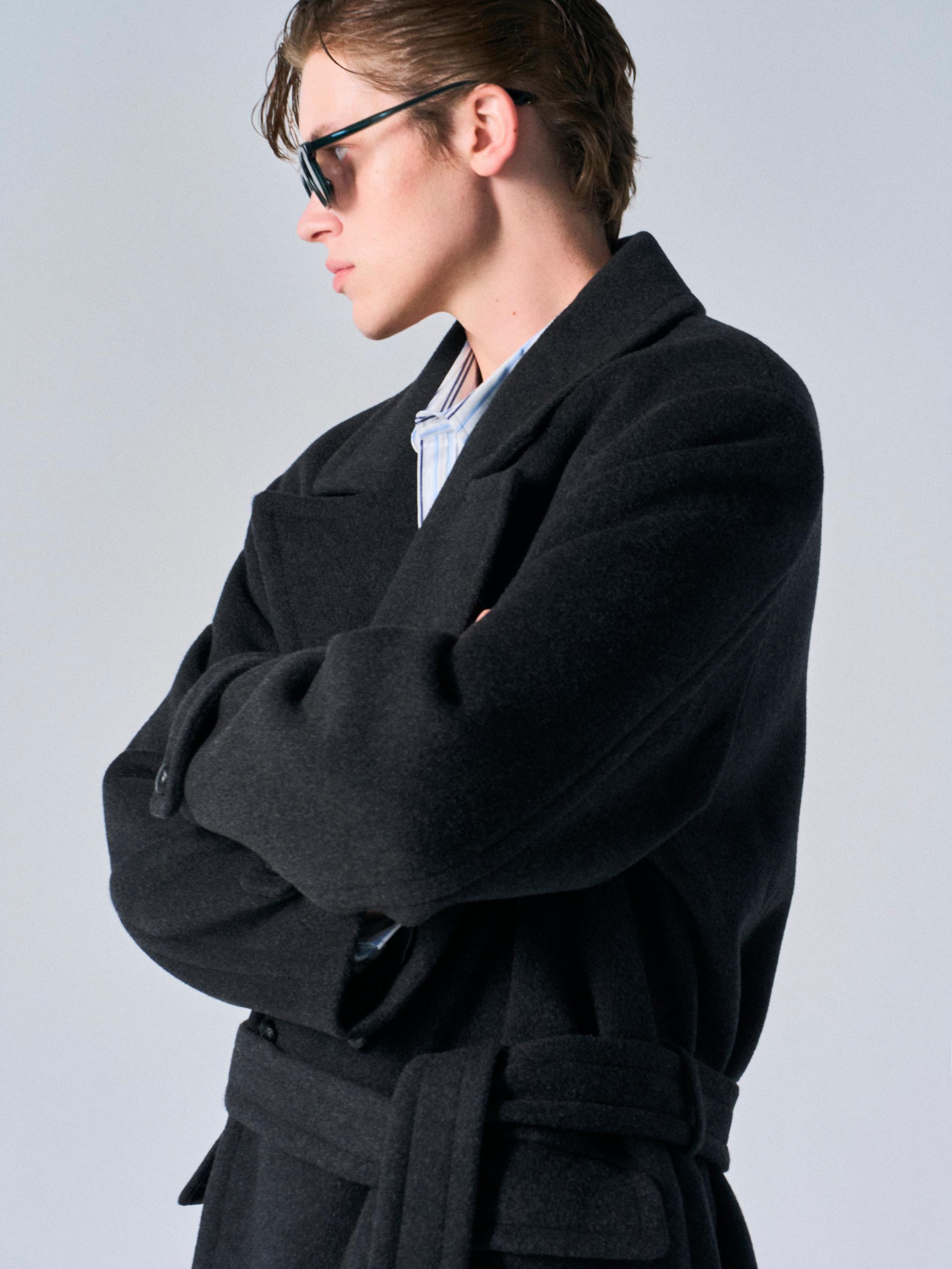Corwin cashmere double-breasted coat charcoal