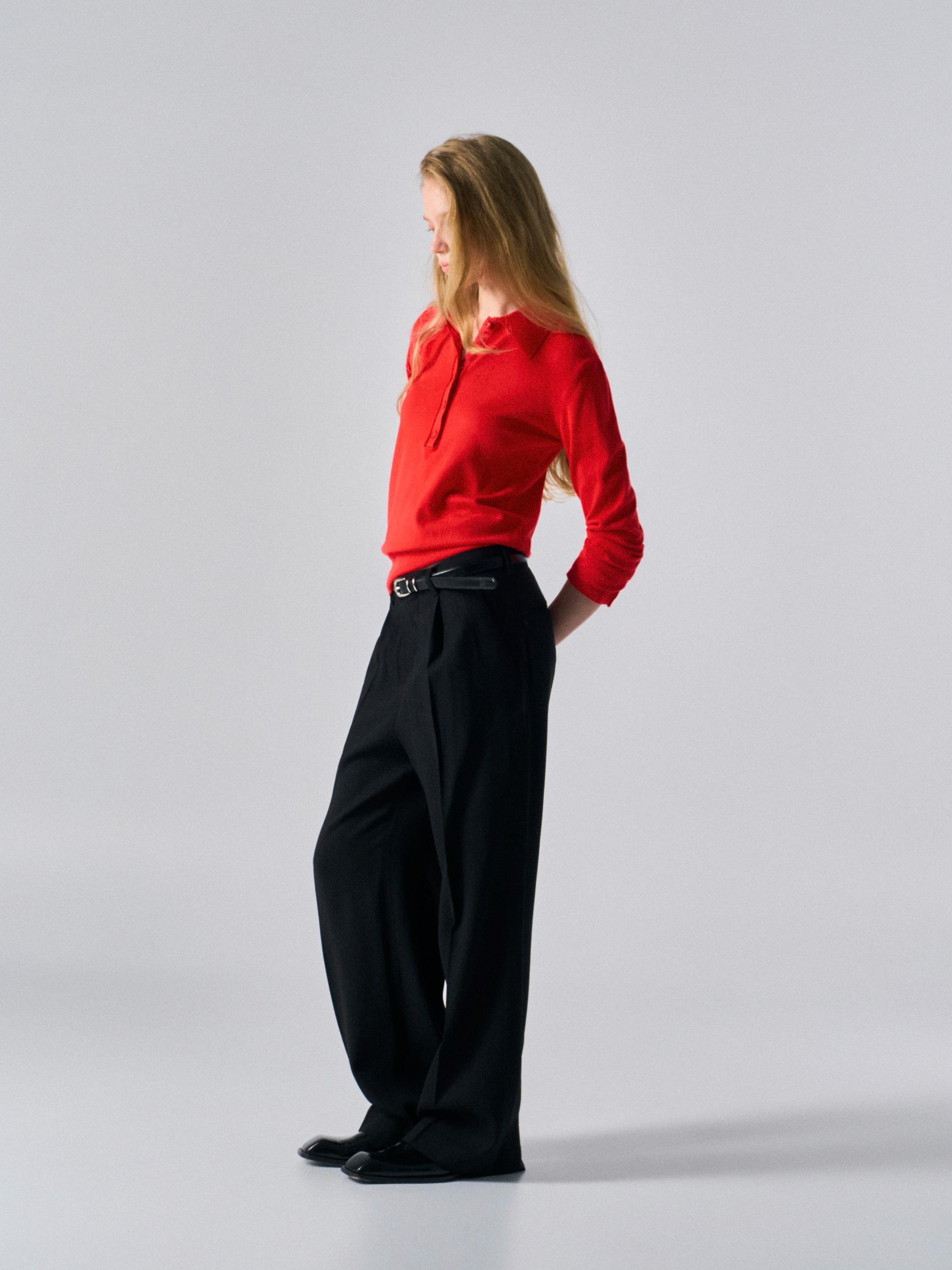 Orford pleat wide pants pin stripe