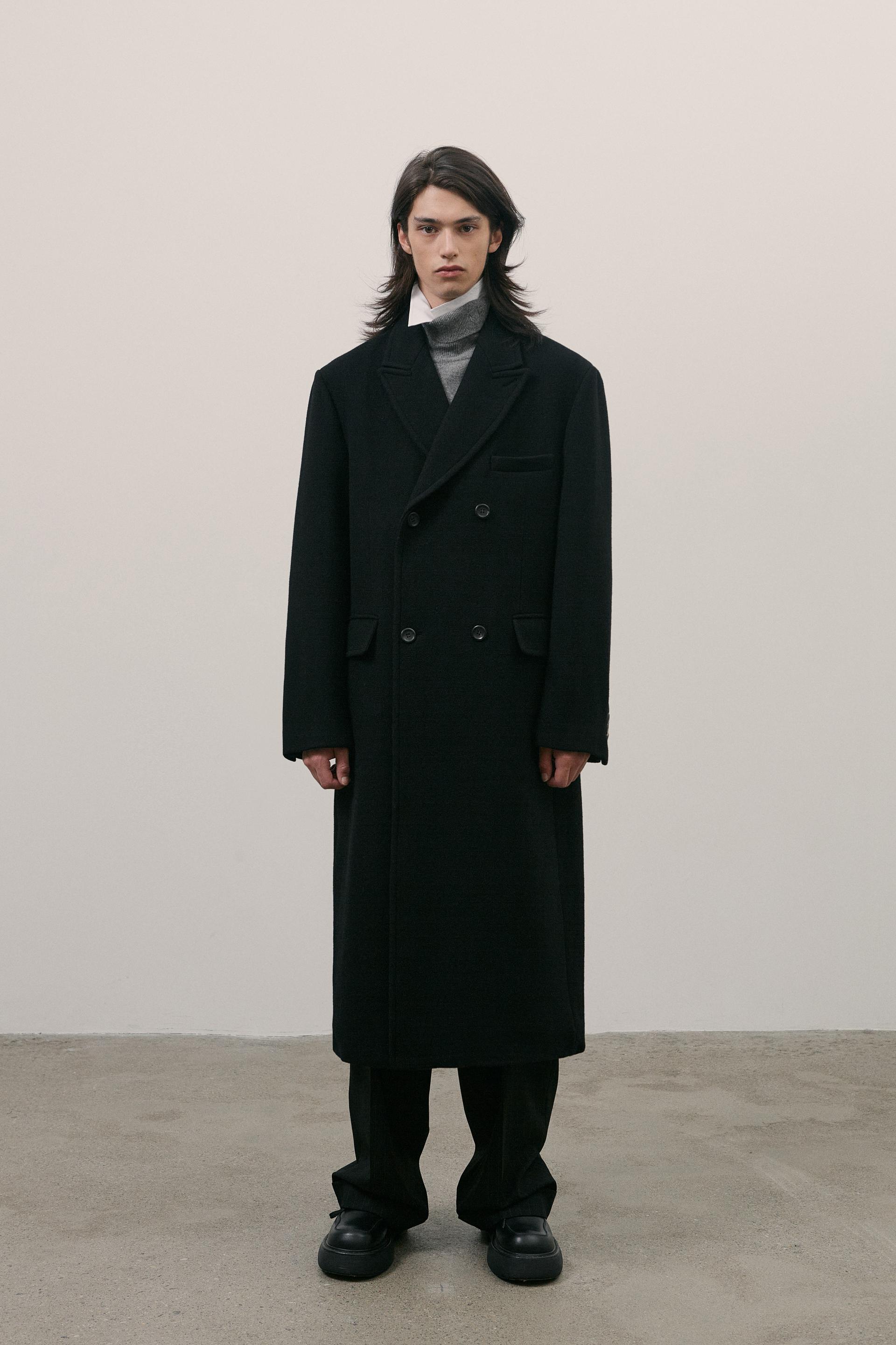 double-breasted wool coat black : LABEL ARCHIVE 라벨 아카이브