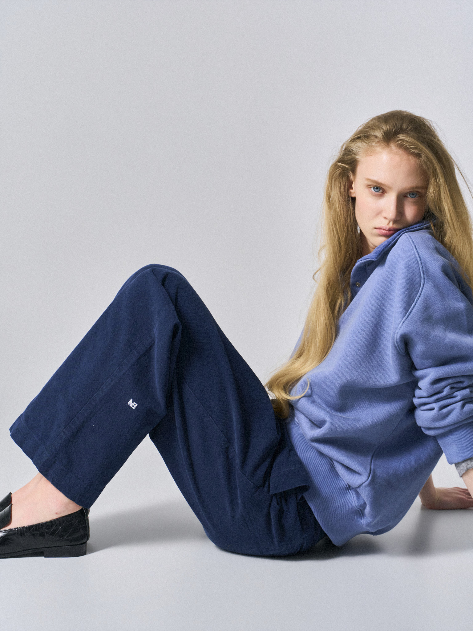 Welby washed cotton pants prussian blue
