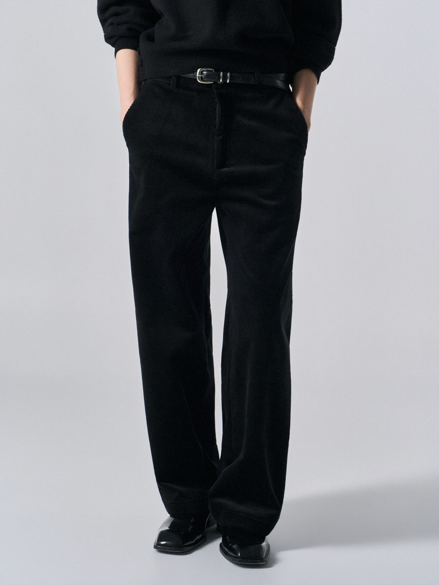Bronte wide wale corduroy pants black