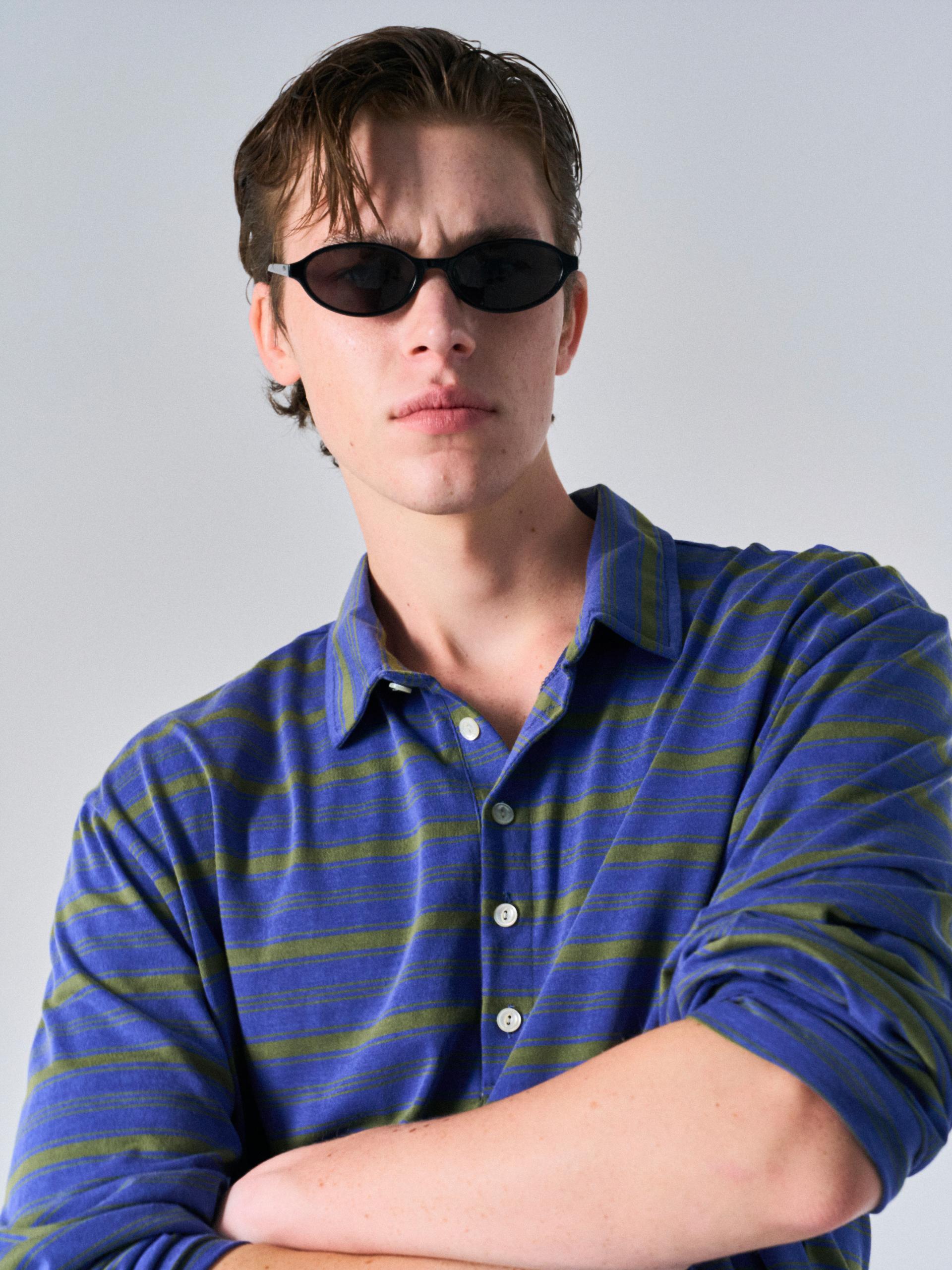 Toby polo olive stripe
