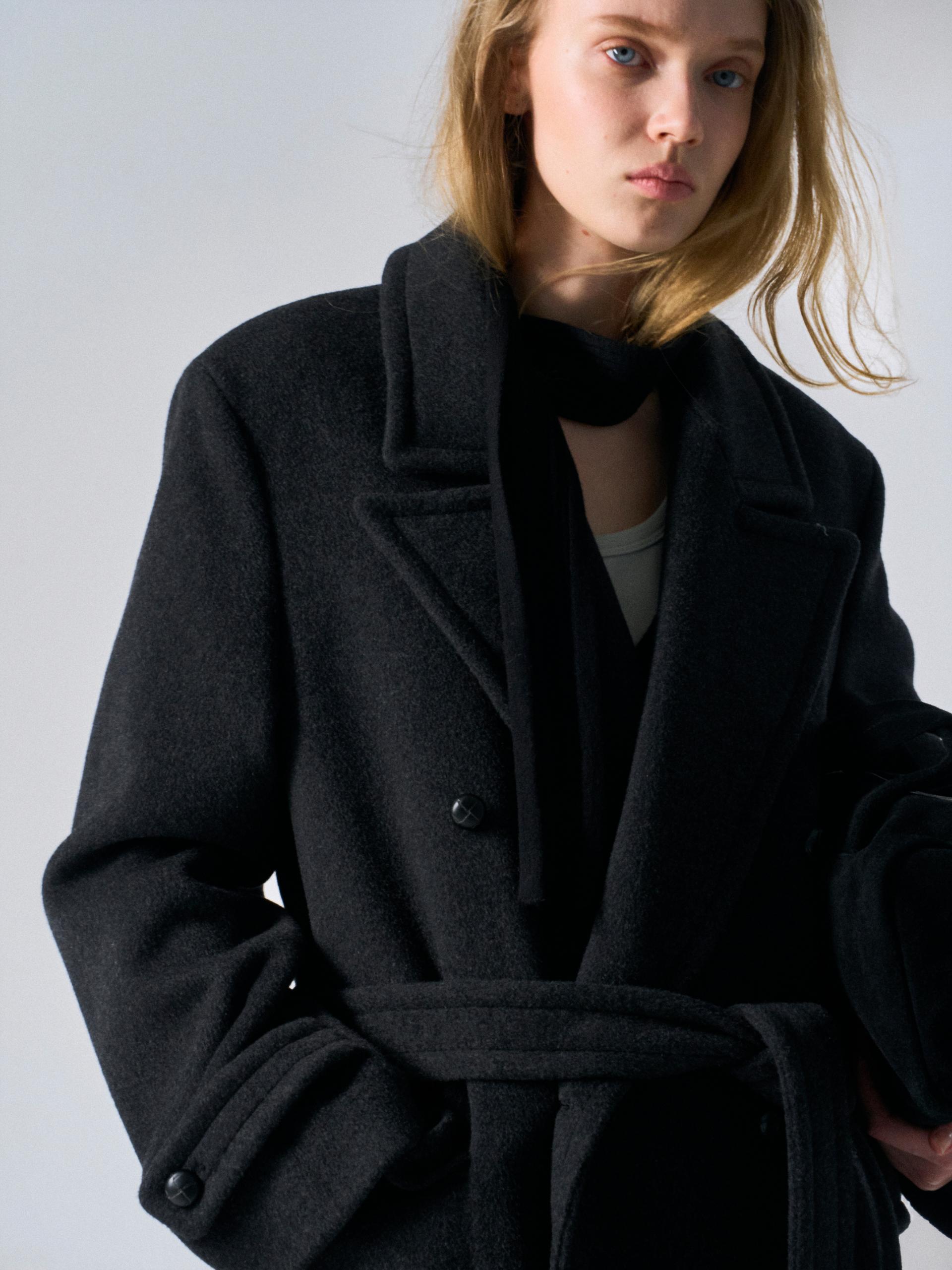 Corwin cashmere double-breasted coat charcoal