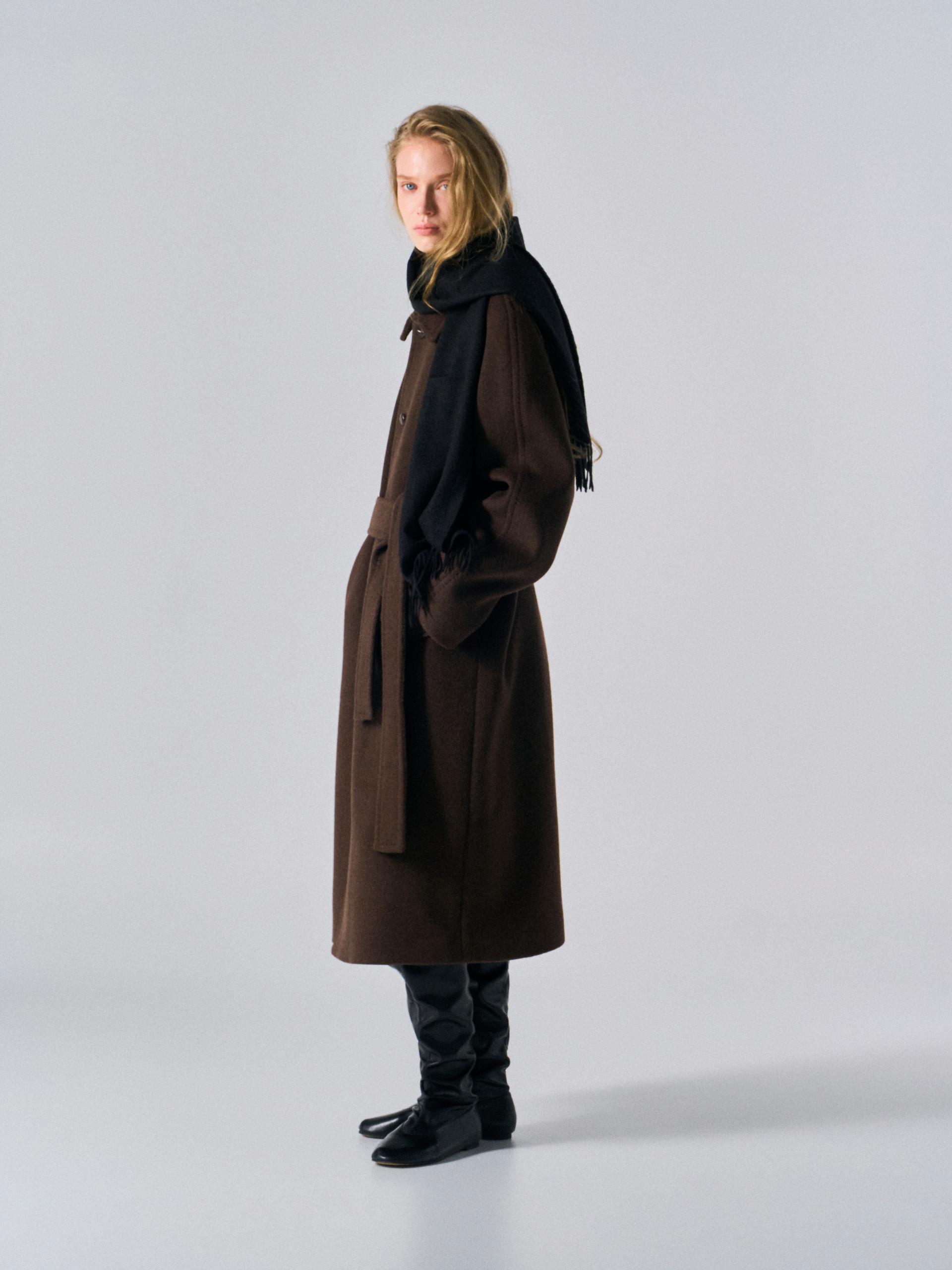 Lawton cashmere arch raglan coat cinnamon
