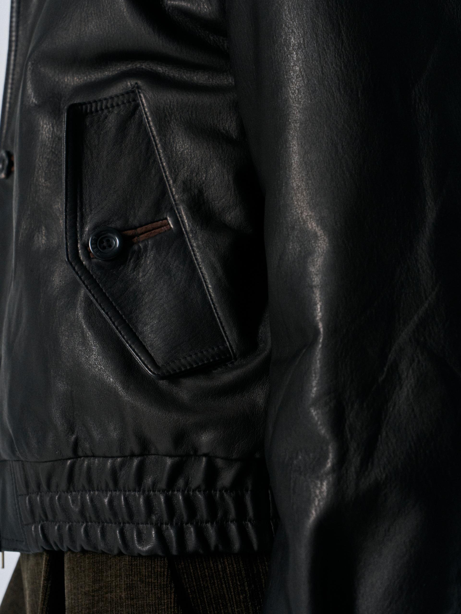 Afton padded leather jacket espresso