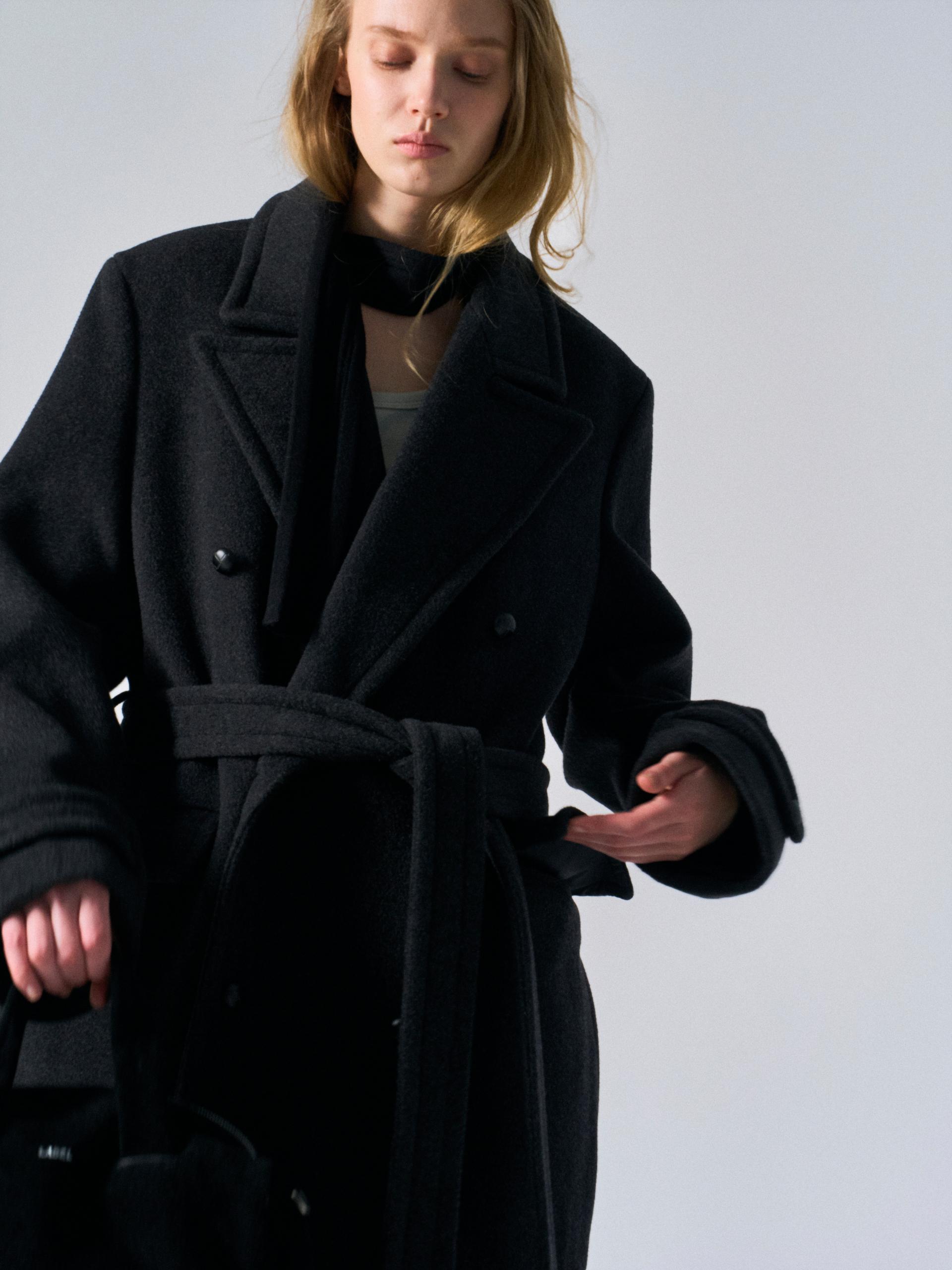 Corwin cashmere double-breasted coat charcoal