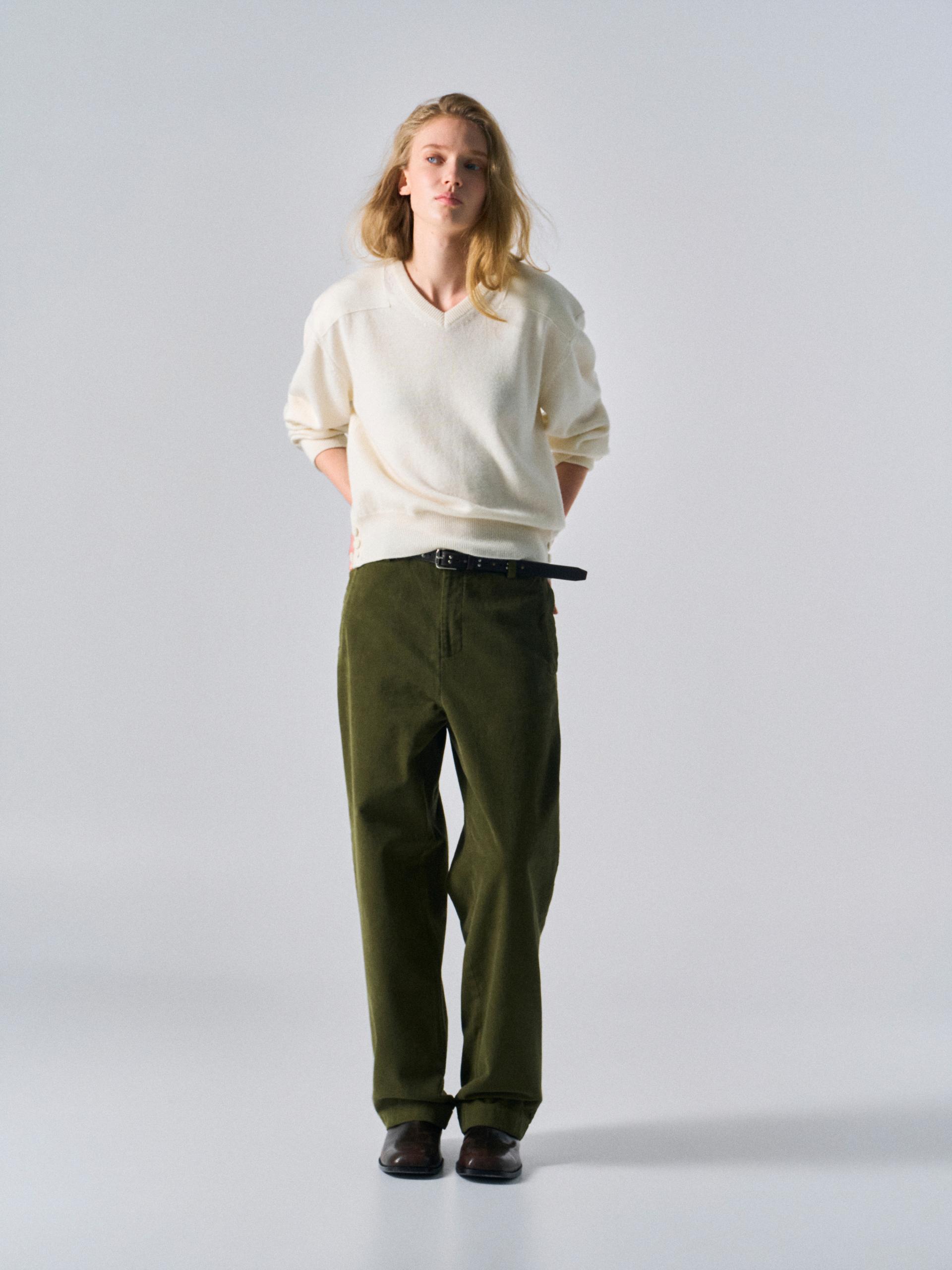 Welby washed cotton pants clover